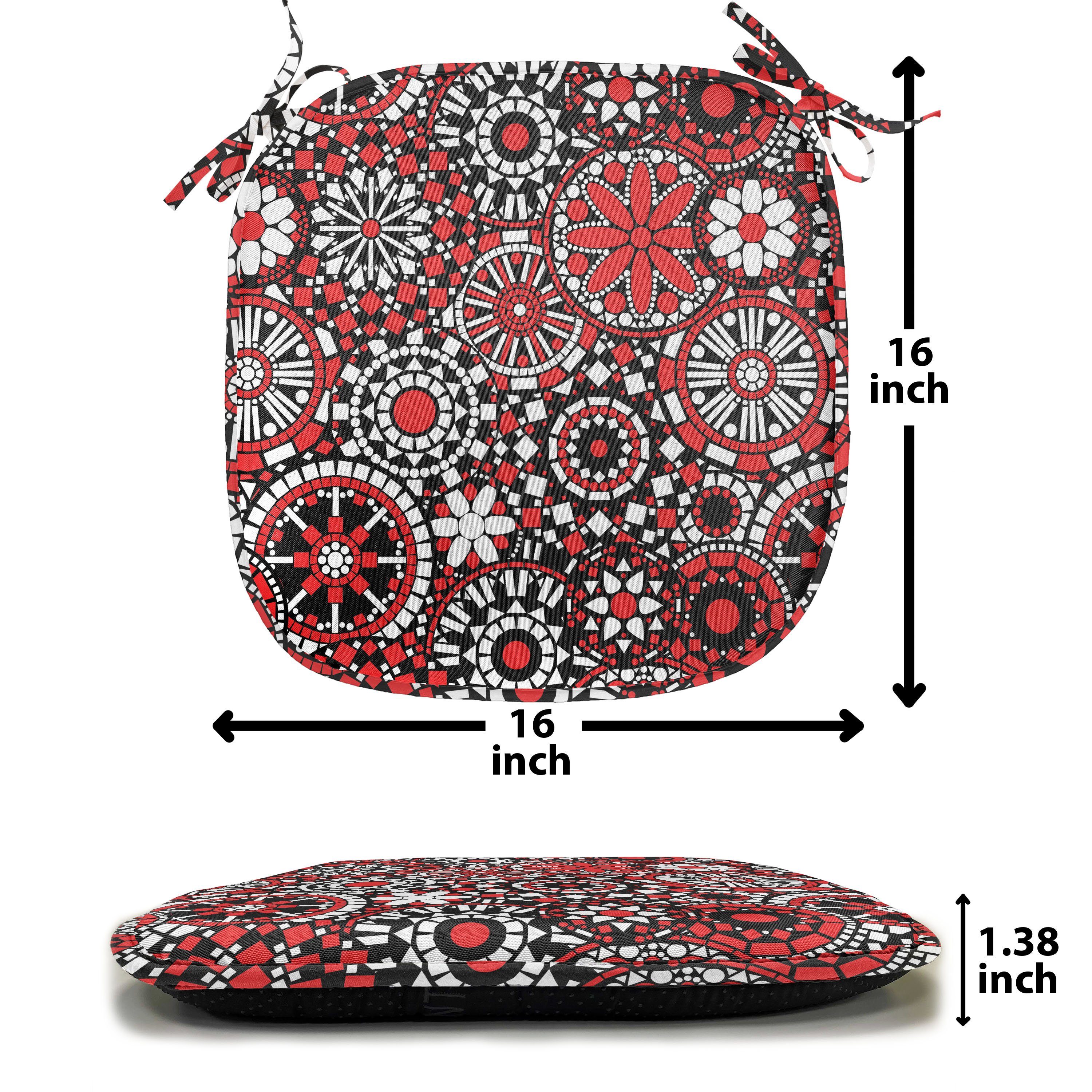 Riemen Mandala Red Küchensitze, mit Dekoratives wasserfestes Abakuhaus Blumen-Mosaik Kissen Stuhlkissen für