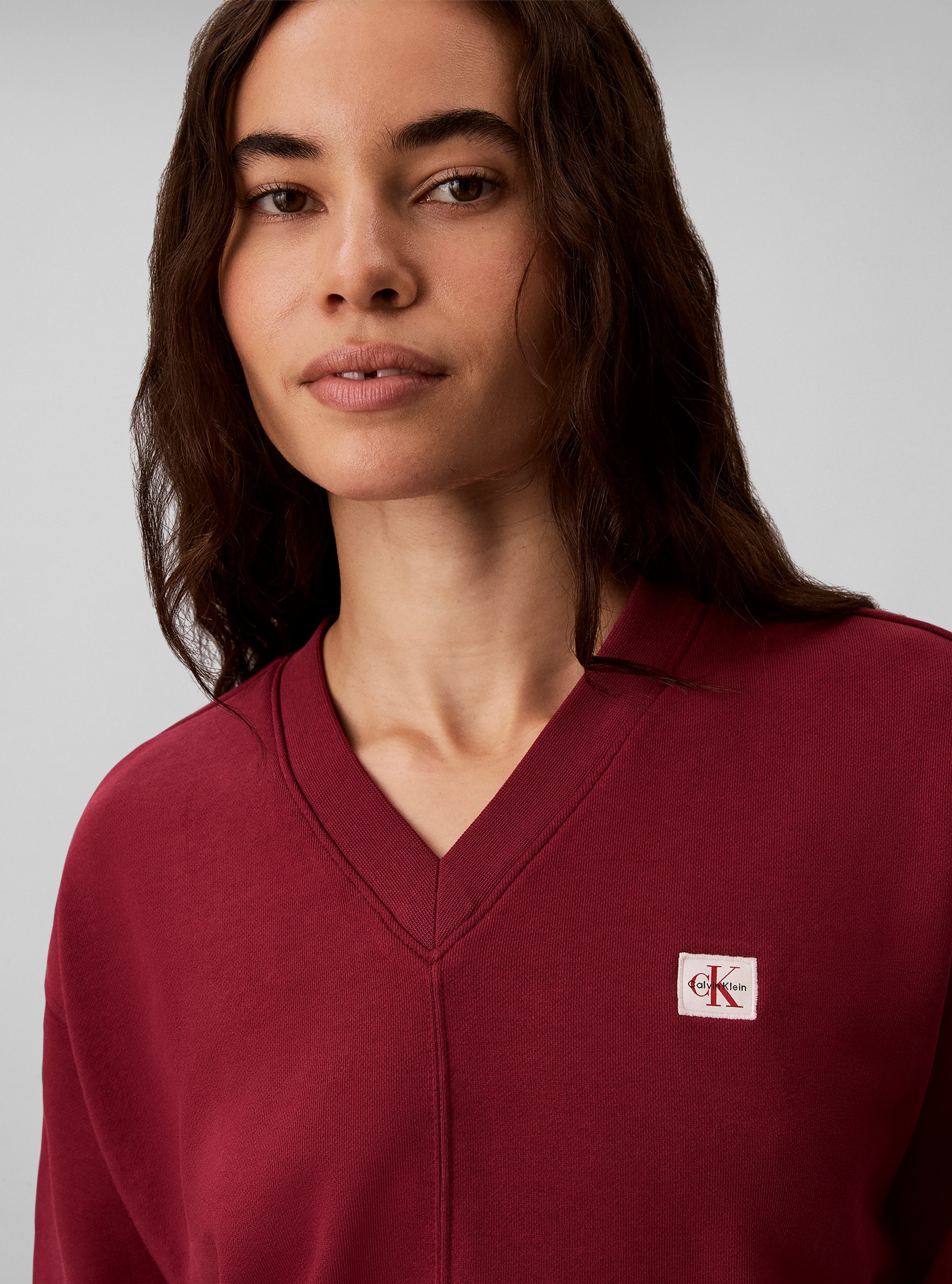 Calvin Klein Jeans Sweatshirt LS TERRY WOVEN LABEL VNK SWEATSH Regular fit mit V-Ausschnitt – Bild 3 von 5