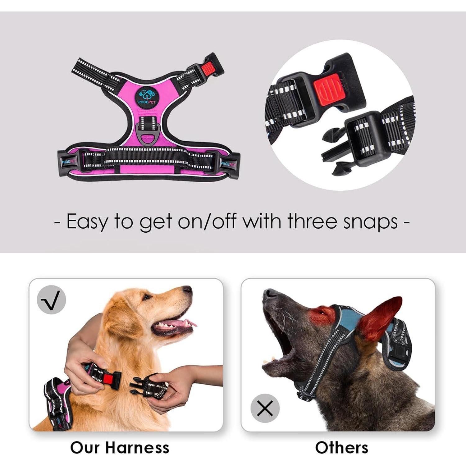 LuxusKollektion Hunde-Geschirr Hundegeschirr ohne Zug Frontclip reflektierend verstellbar Rosa XL