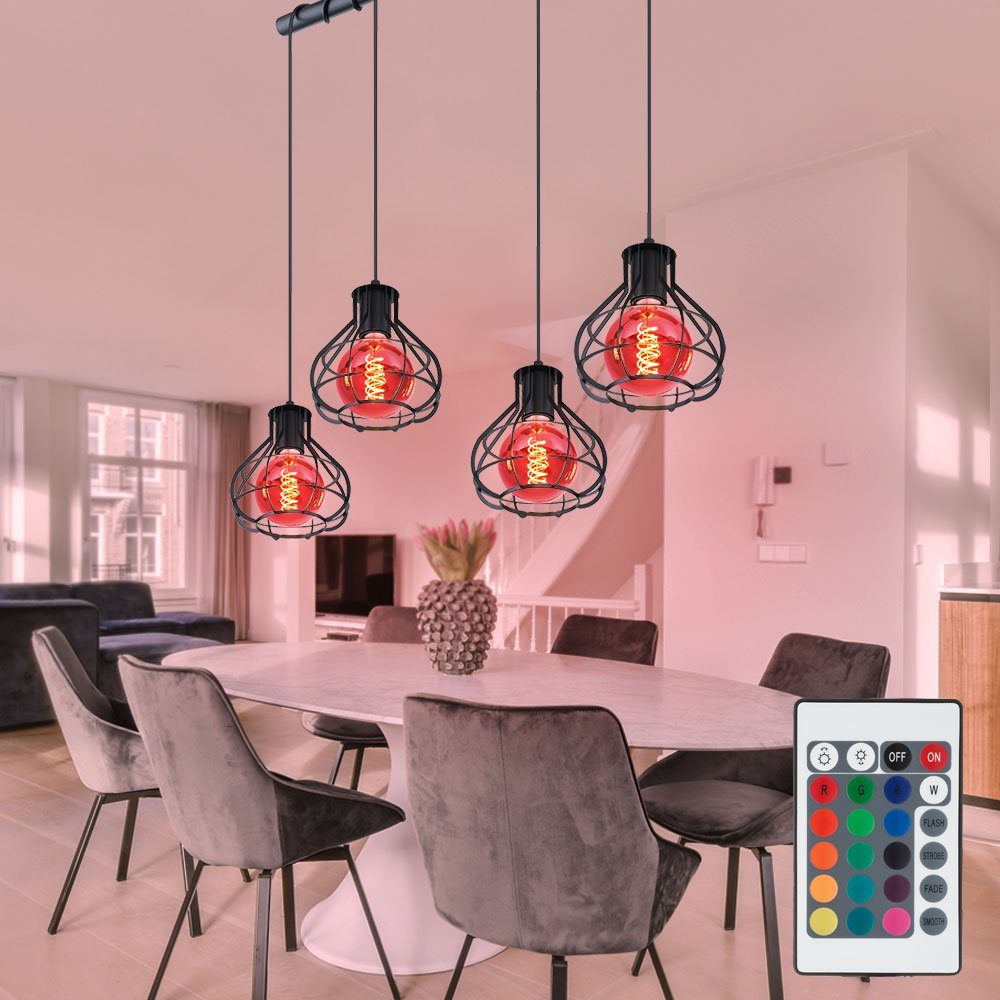 etc-shop LED Pendelleuchte, Leuchte Warmweiß, Hänge Lampe Fernbedienung Decken Strahler inklusive, Retro Käfig Leuchtmittel Balken Farbwechsel