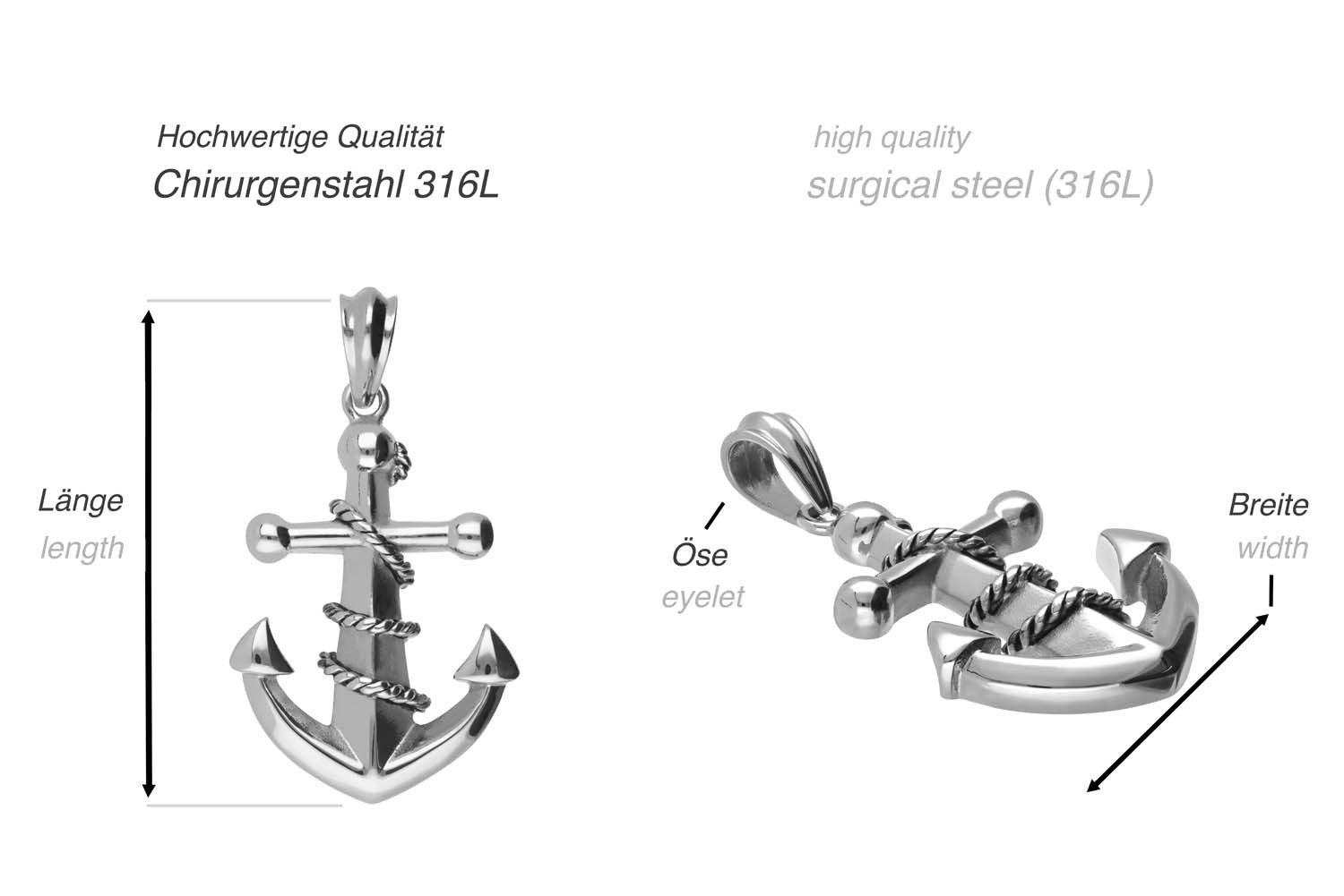 FILANGO Kettenanhänger Chirurgenstahl Kettenanhänger ANKER (Ketten-Anhänger, 1-tlg)