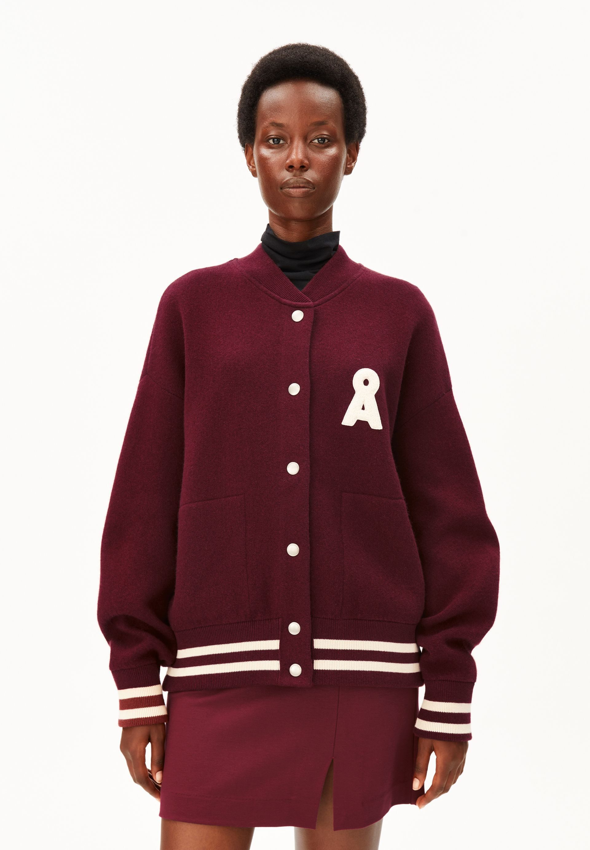 Armedangels Cardigan ICONIC Å AALISON Collegejacke aus Bio-Woll Mix (Blousonkragen, Oversized Fit)