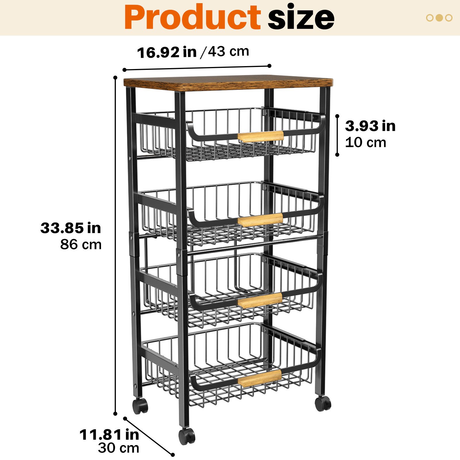 POPOLIC Küchenwagen Gemüseregal Küchenwagen mit Schubladen und Rollen 5-Eta günstig online kaufen