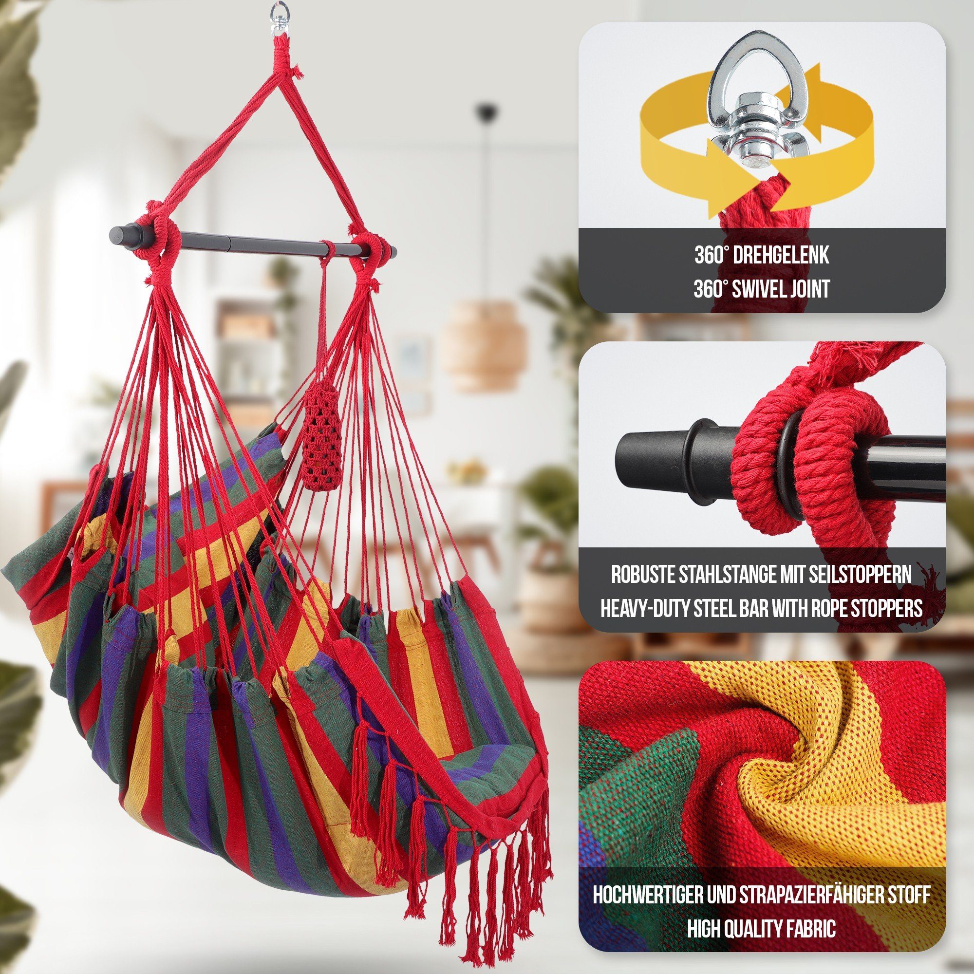 MIADOMODO Hängesessel Hängesessel Kissen Haken Faltbar günstig online kaufen