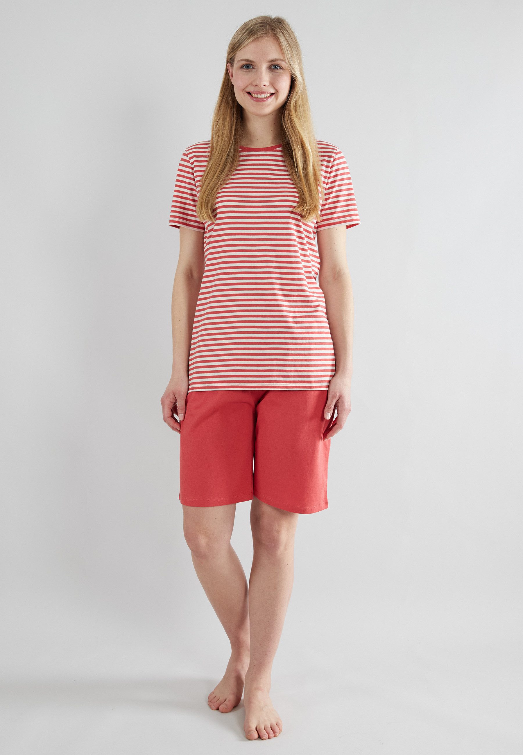 GÖTZBURG Shorty GÖTZBURG Damen Shorty rot quergestreift (1 tlg)