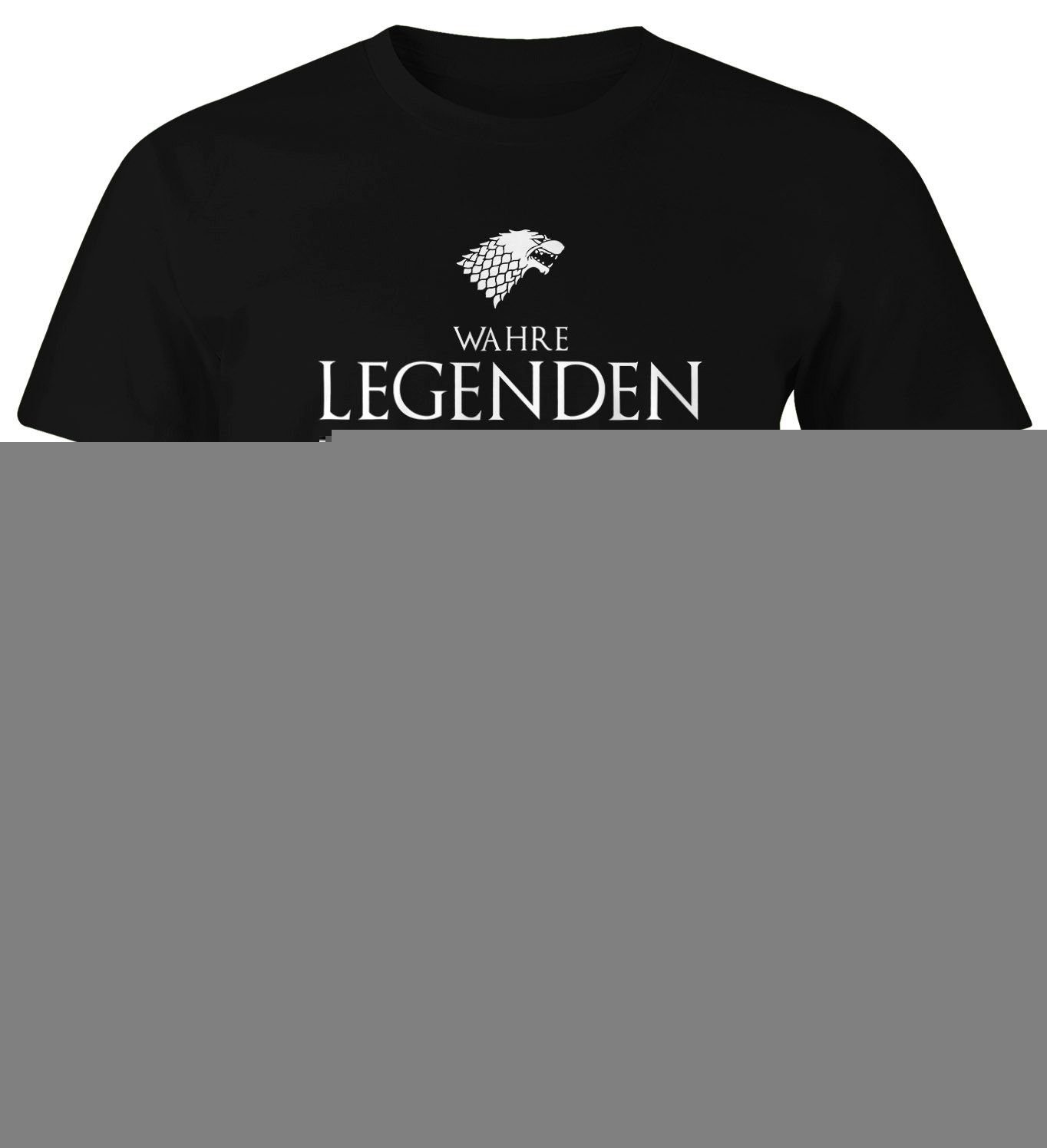 MoonWorks Print-Shirt Legenden schwarz T-Shirt Fun-Shirt Februar im werden mit Wahre Object] geboren Print [object Moonworks® Herren