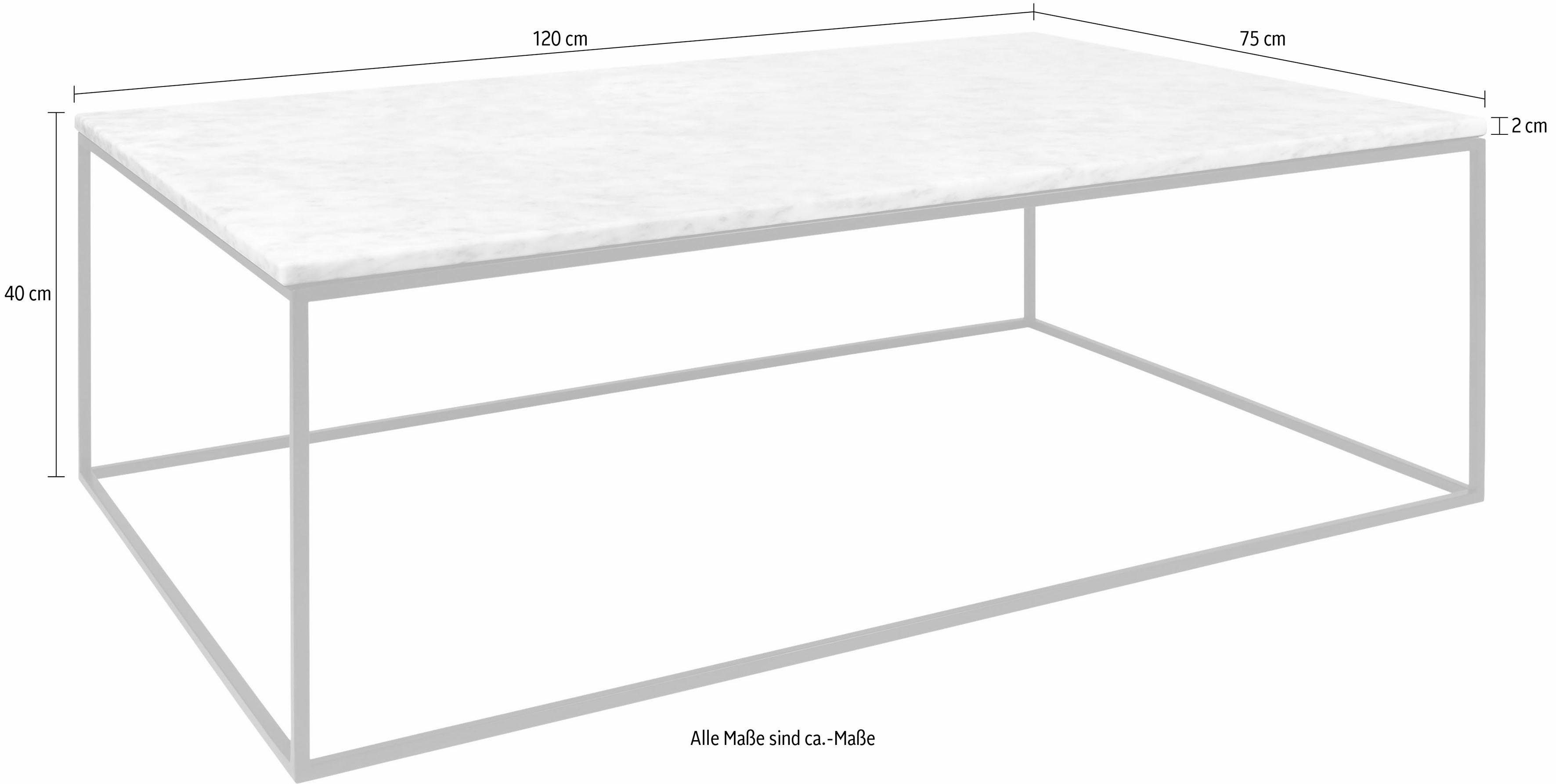 oder schwarzem Couchtisch Metall wahlweise Marmor, mit TemaHome aus Gleam, aus Chrom Gestell Marmorplatte Weiße