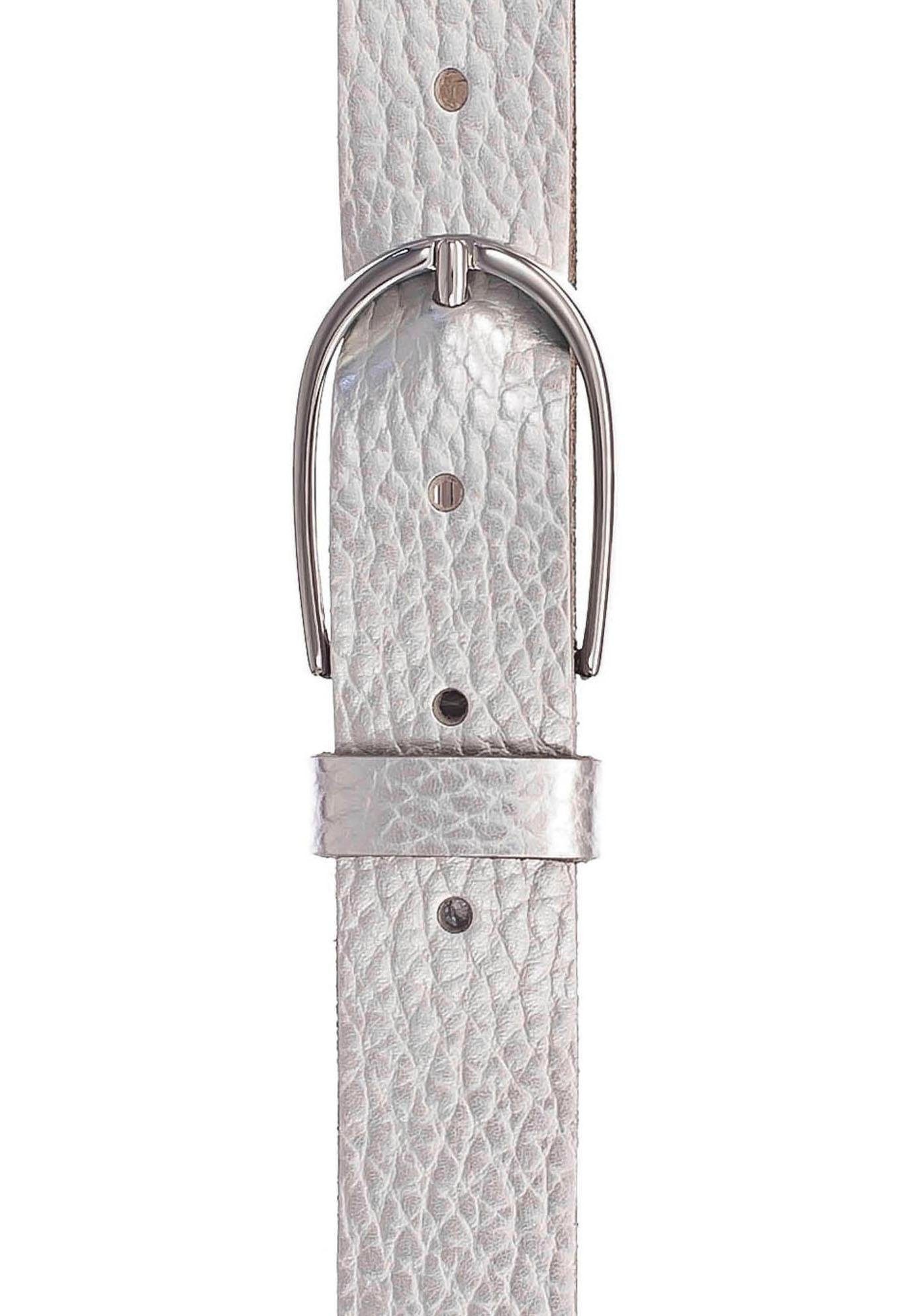 Vanzetti Finish Metallicfolie mattem Ledergürtel mit mit Rindleder silberfarben