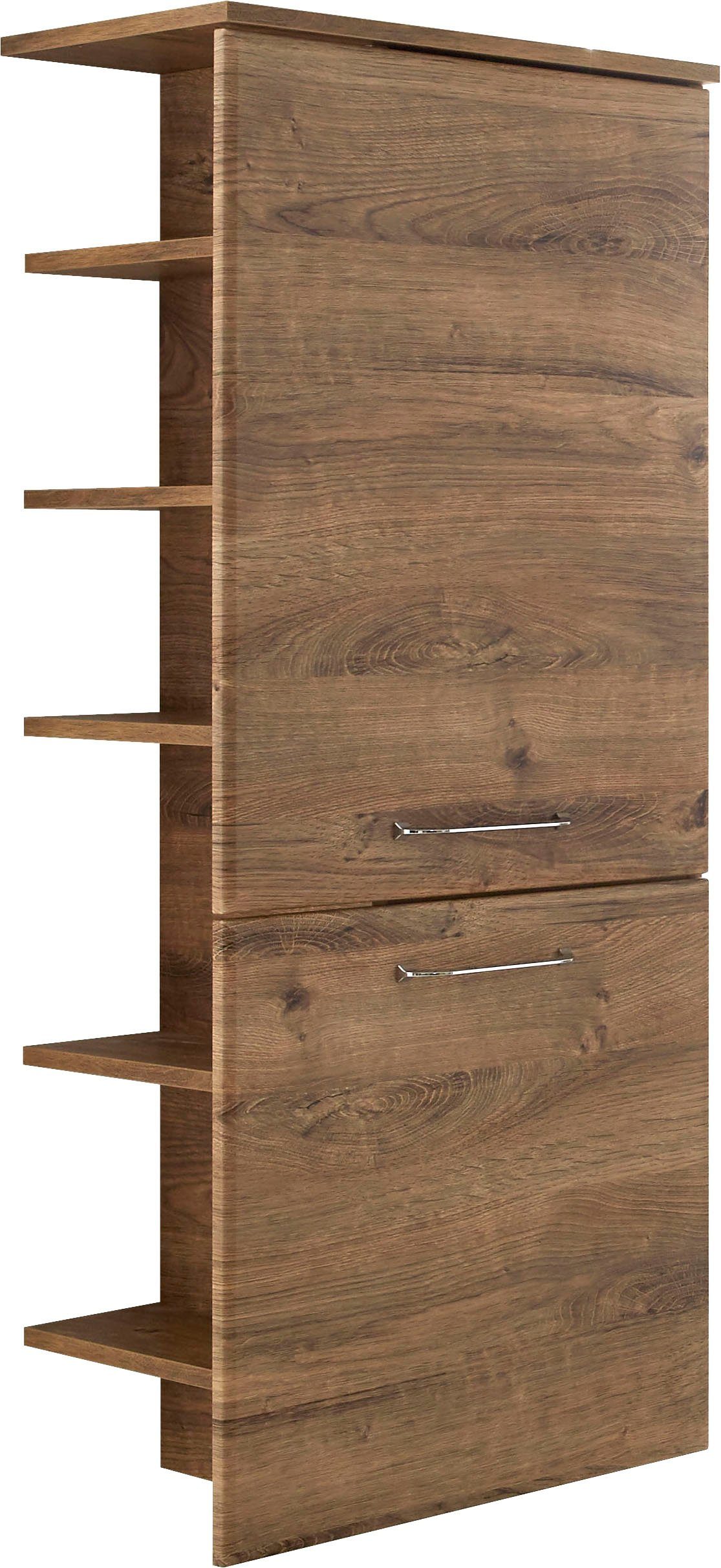 Saphir Midischrank Quickset Breite 50 cm, Höhe 123 cm, Glaseinlegeböden, seitliches Regal