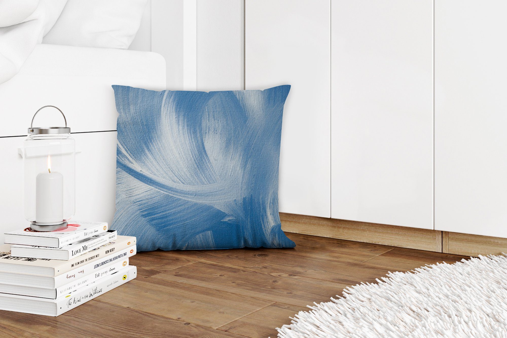 Blau Zierkissen - Deko, mit Füllung - Sofakissen für Wohzimmer, Schlafzimmer, Acrylfarbe MuchoWow Gestaltung, Dekokissen