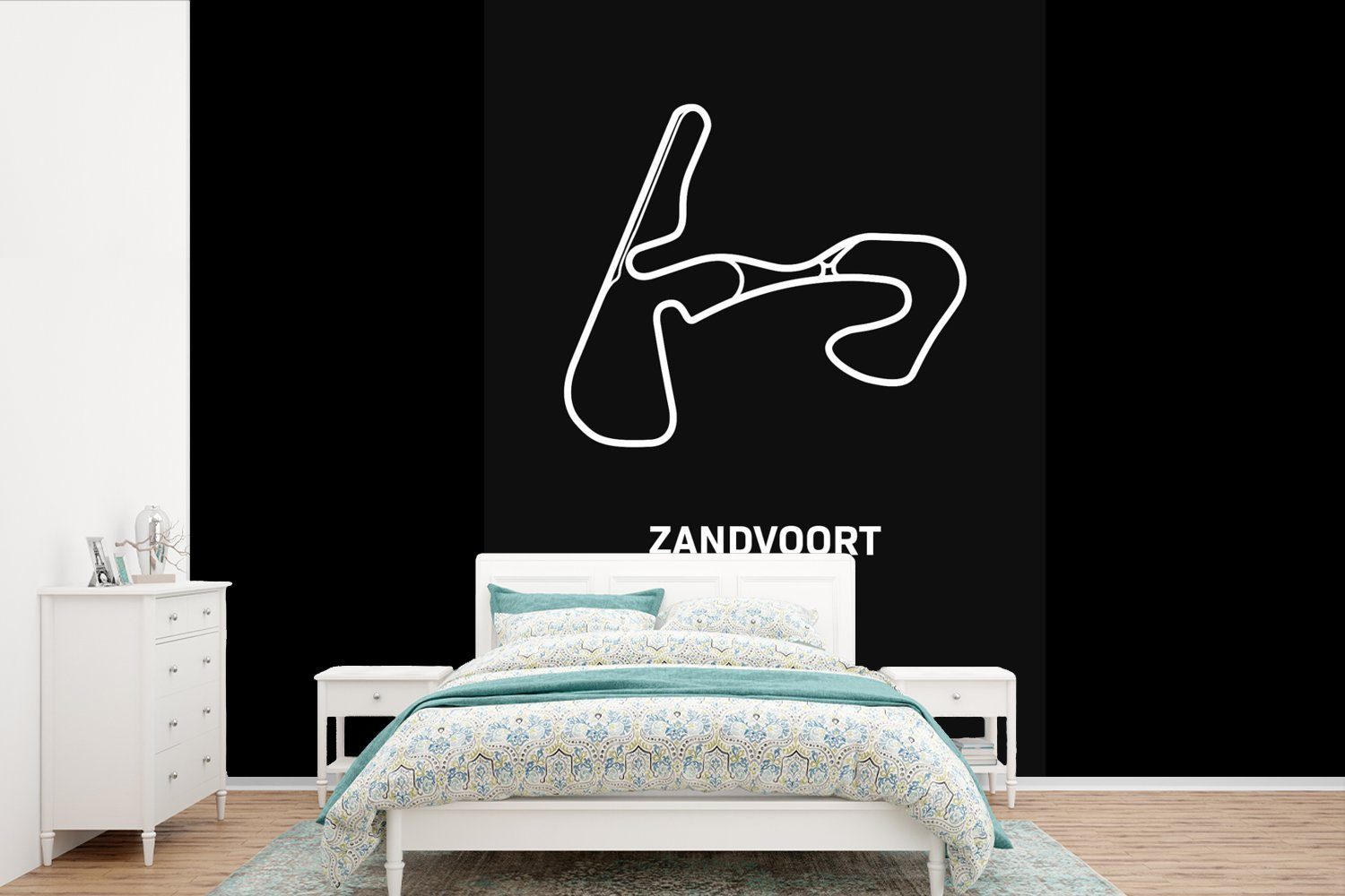 MuchoWow Fototapete Zandvoort - Formel 1 - Schwarz, Matt, bedruckt, (6 St), Wallpaper für Wohnzimmer, Schlafzimmer, Kinderzimmer, Vinyl Tapete