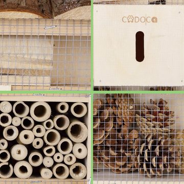 Cadoca Insektenhotel, Bug's Inn 31x30,5x9,5cm Holz wetterfest Nistkasten zum Aufhängen
