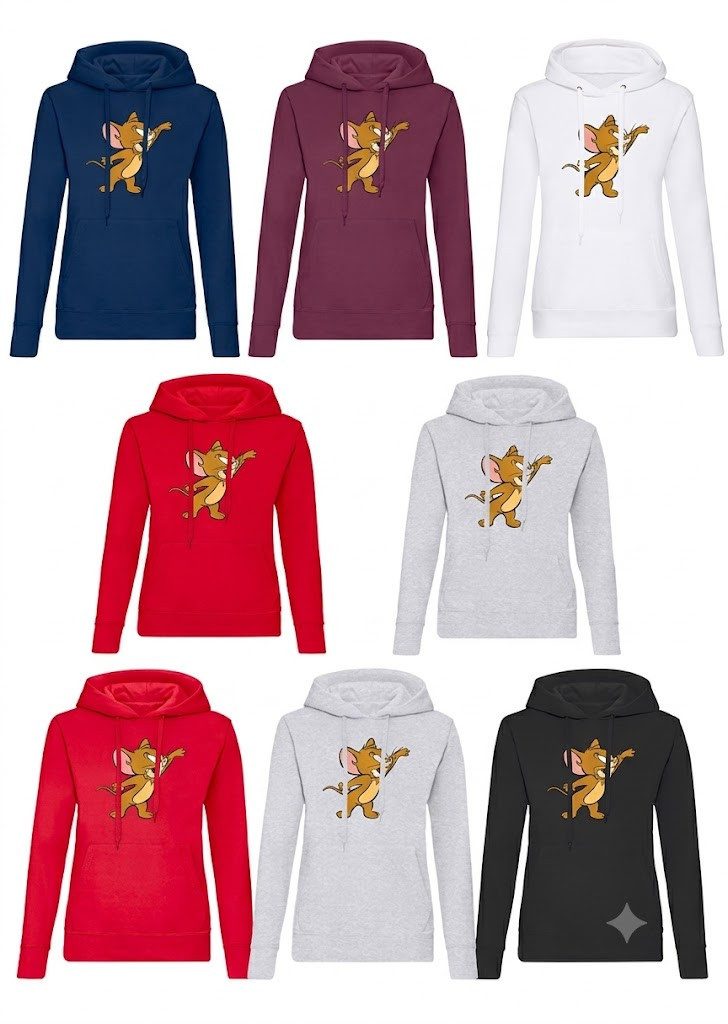 Hoodie Jerry Damen Cartoon Print Kapuzenhoodie Motiv Frontdruck Stil