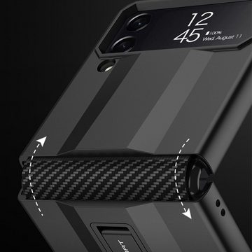 Wigento Handyhülle Für Samsung Galaxy Z Flip4 5G All-Inclusive Kunststoff Silikon Cover Handy Tasche Hülle Etuis Grün