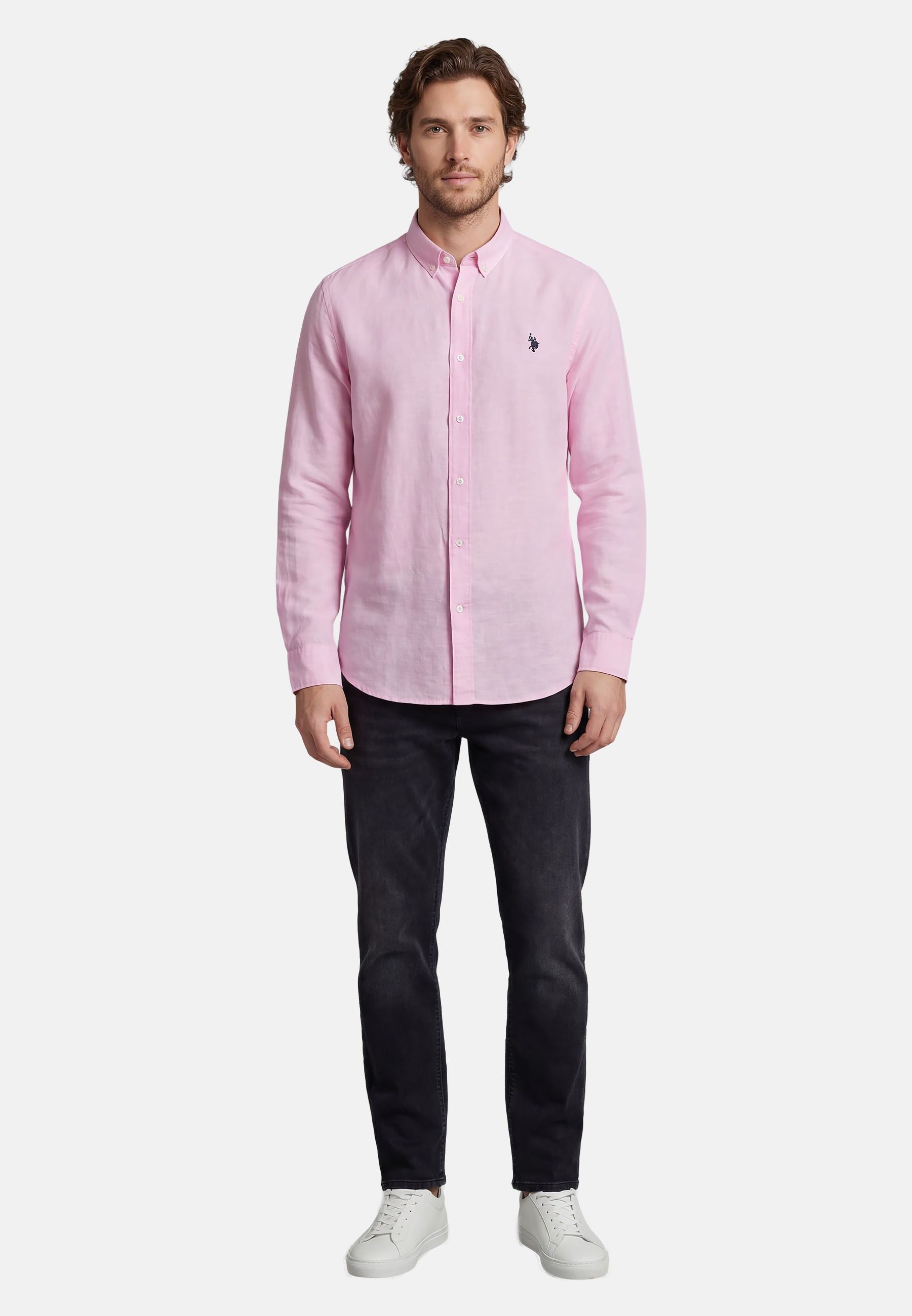 U.S. Polo Assn. Leinenhemd USBlaake Herren Leinenhemd – Sommerhemd luftig mit Button-Down-Kragen Leichtes Hemd aus Leinenmix mit Knopfleiste – Bild 3 von 5