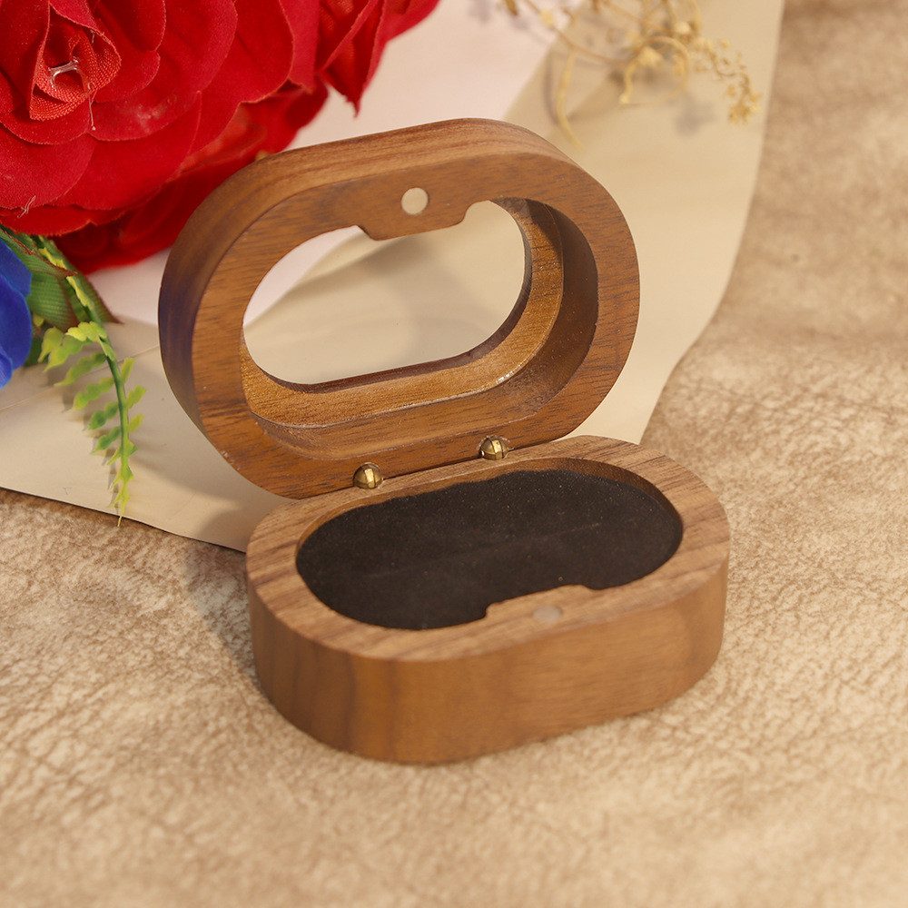 Jumpeak Schmuckkasten Schmuckkästchen Holz,Ringbox Verlobung,Geschenke für Frauen,Walnußholz (rund,elliptisch,quadratisch,portabel,klein,portabel, Schmuckaufbewahrung,Aufbewahrungsbox mit Deckel,Präsentationsbox), Schmuckkästchen,Ringbox Hochzeit 1-2 Ringe,schmuckkästchen klein