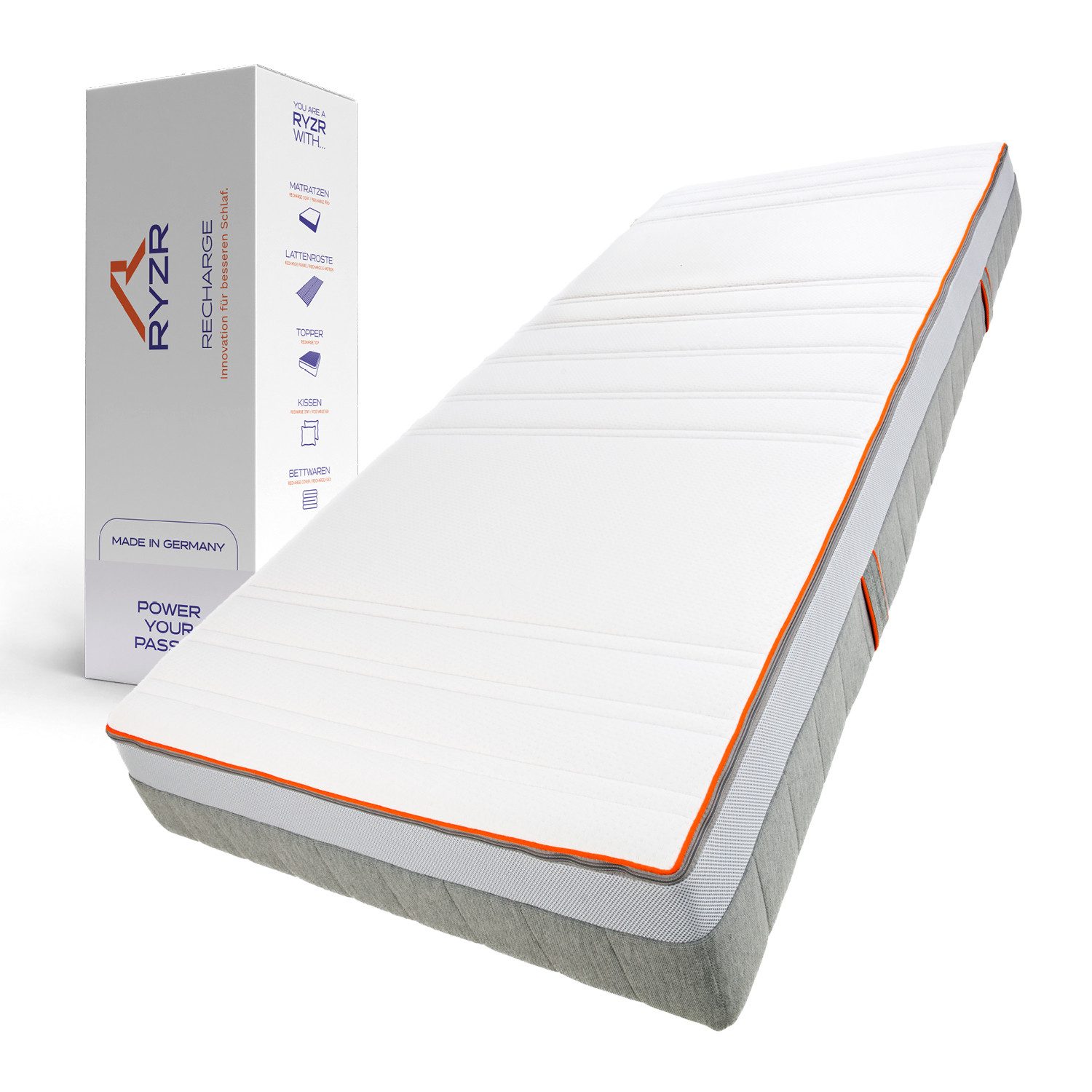 Kaltschaummatratze RYZR Recharge Pro - Premium-Wendematratze für erholsamen Schlaf, RYZR, 22,5 cm hoch, Hydrux®-Qualitätsschaum, Härtegrad individuell wählbar, ergonomisch