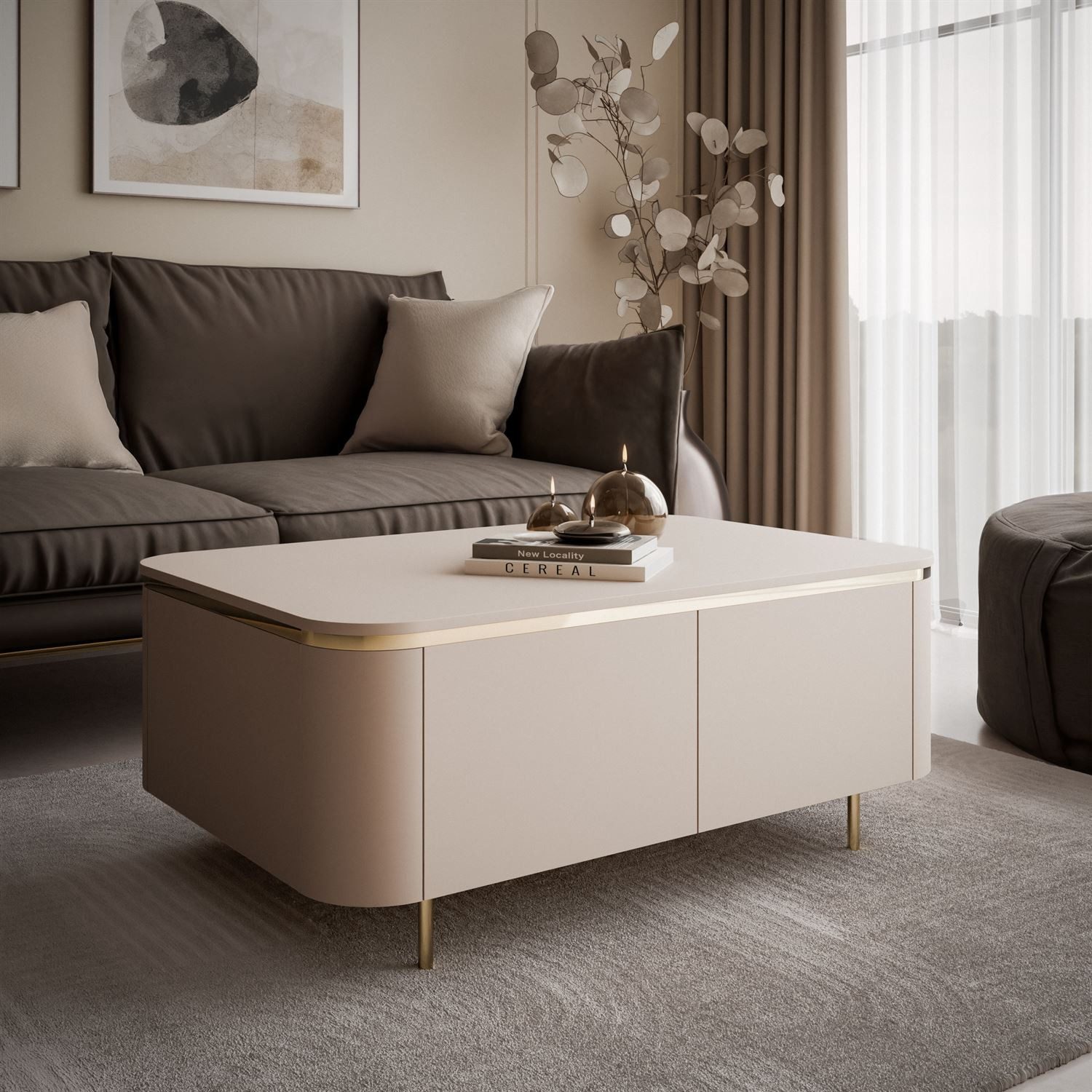 Lookway Couchtisch AVELINE auf geraden Beinen, 90x60x38 cm – Bild 4 von 5