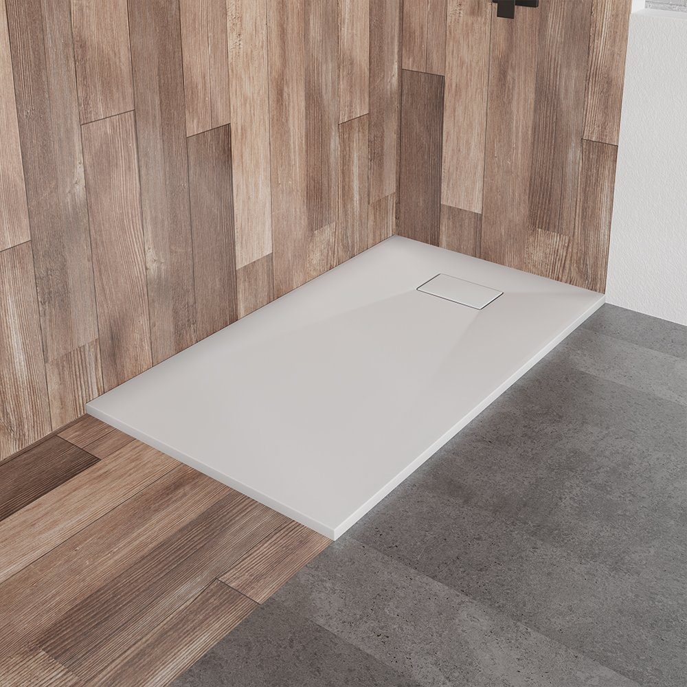 KOLMAN Duschwanne Rechteck VIDAR 100x80x3,2 Steinoptik, rechteckig, Verbundwerkstoff, Ablaufgarnitur GRATIS – Bild 4 von 5