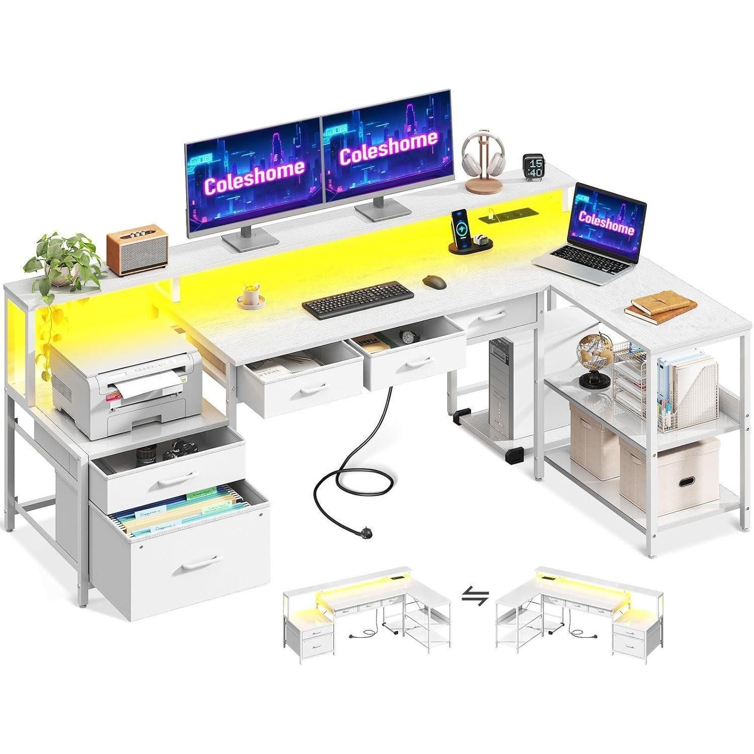 LuxusKollektion Eckschreibtisch Schreibtisch L Form 175x100cm Gaming Tisch günstig online kaufen