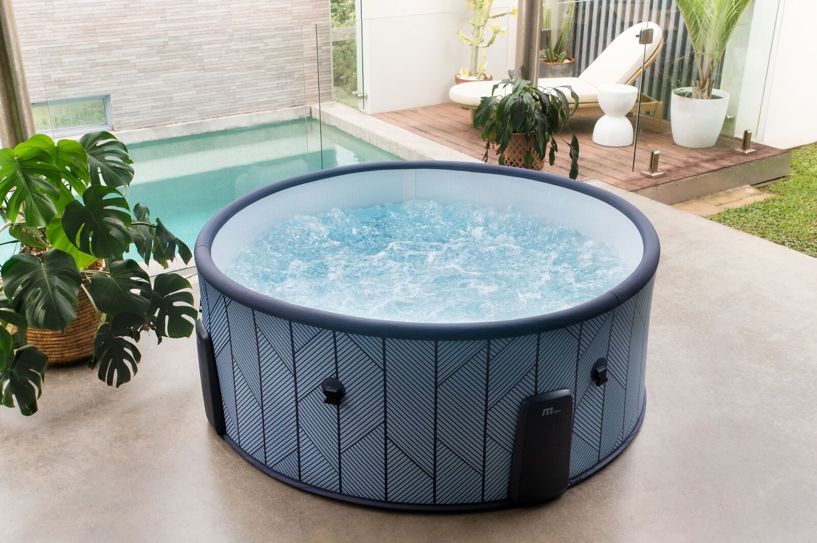 mSpa Whirlpool TIDAL Eco XL 2026- Ø 173 x 65 cm - ganzjährig Outdoor Pool - Hydrojets, Aufblasbares Aufstellbecken, inkl. UVC+ Selbstreinigungsfunktion, App, Schnellheizsystem, Hydrojets