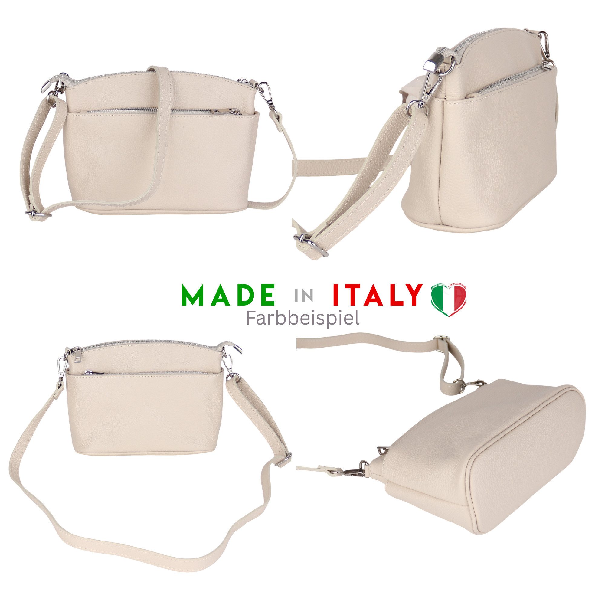 MIRROSI Umhängetasche Damen, Echtleder, Leder, Made in Italy, 25x17x10cm Klein (Schultertasche für jeden Anlass (1 Tasche mit 1 oder 2 Gurte), Crossbody Bag, Schwarz, gemusterten& verstellbaren Schulterriemen