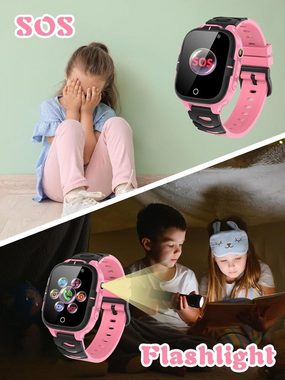 clleylise für Kinder Jungen und Mädchen Smartwatch (1.54 Zoll), mit S0S und Telefon, 15 Spielen, SOS-Anruf Kamera, Wecker Touchscreen