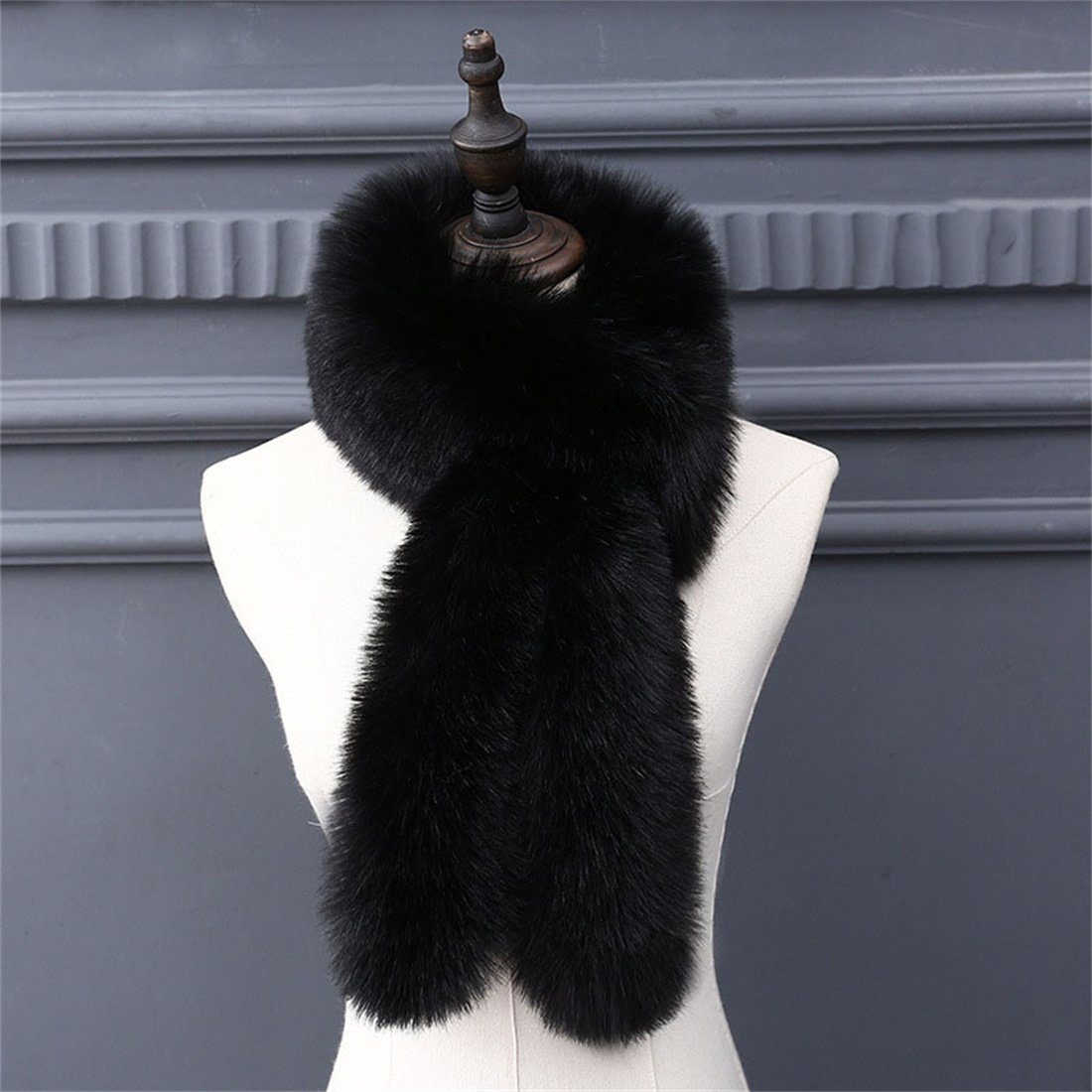 Schwarz und Kunstpelz Schal, Damen Winter Mode verdickt Weiß warm Pelz DÖRÖY Nachahmung Schal Modeschal