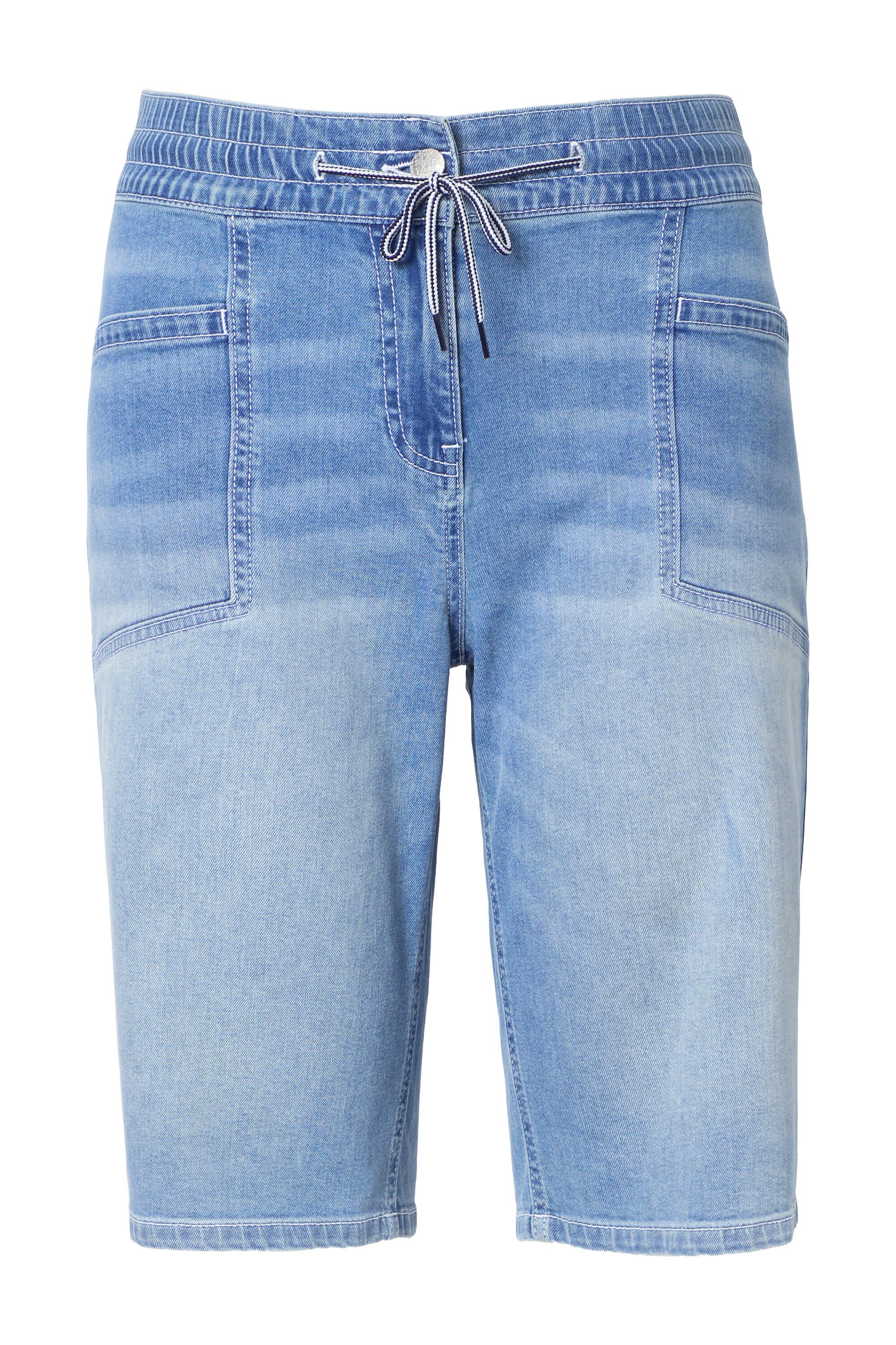 Ulla Popken Regular-fit-Jeans Bermuda Mary weites Bein Elastikbund günstig online kaufen