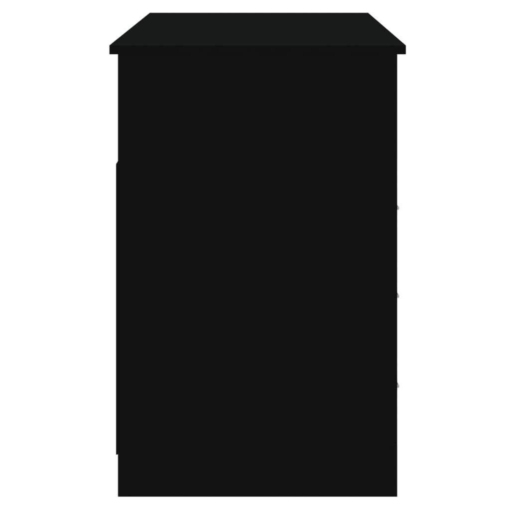 Schreibtisch Schwarz 102x50x76 mit cm Schubladen Holzwerkstoff furnicato
