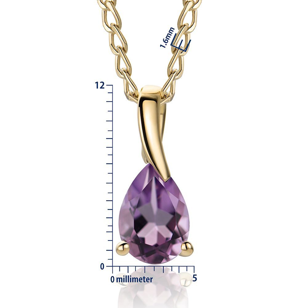 Miore Kette mit Anhänger für Damen mit Smaragd, Saphir, Rubin, Blautopas oder Amethyst, in 9K (375) Gelbgold
