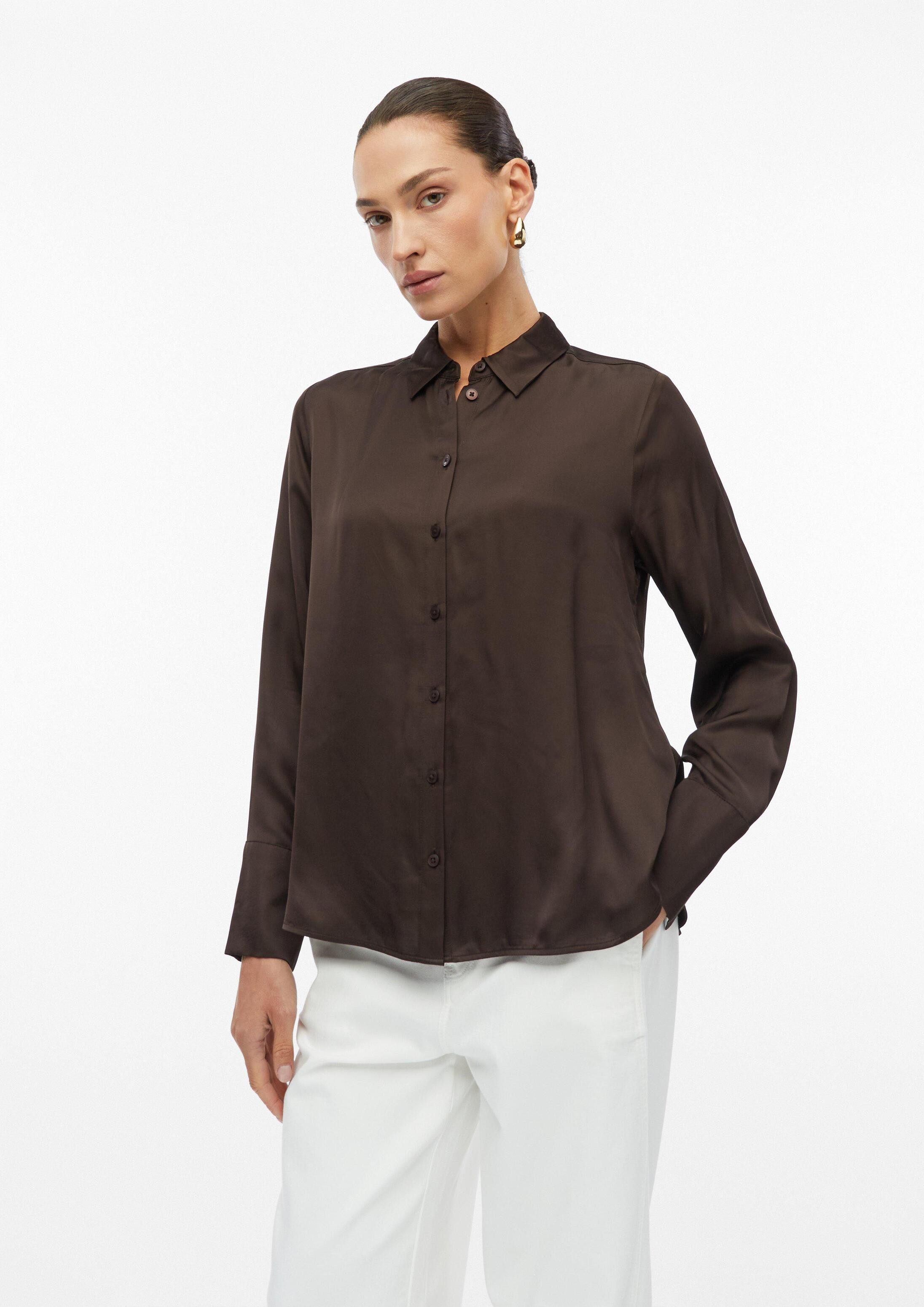 s.Oliver Langarmbluse Bluse Leicht glänzende Bluse mit Falten-Detail