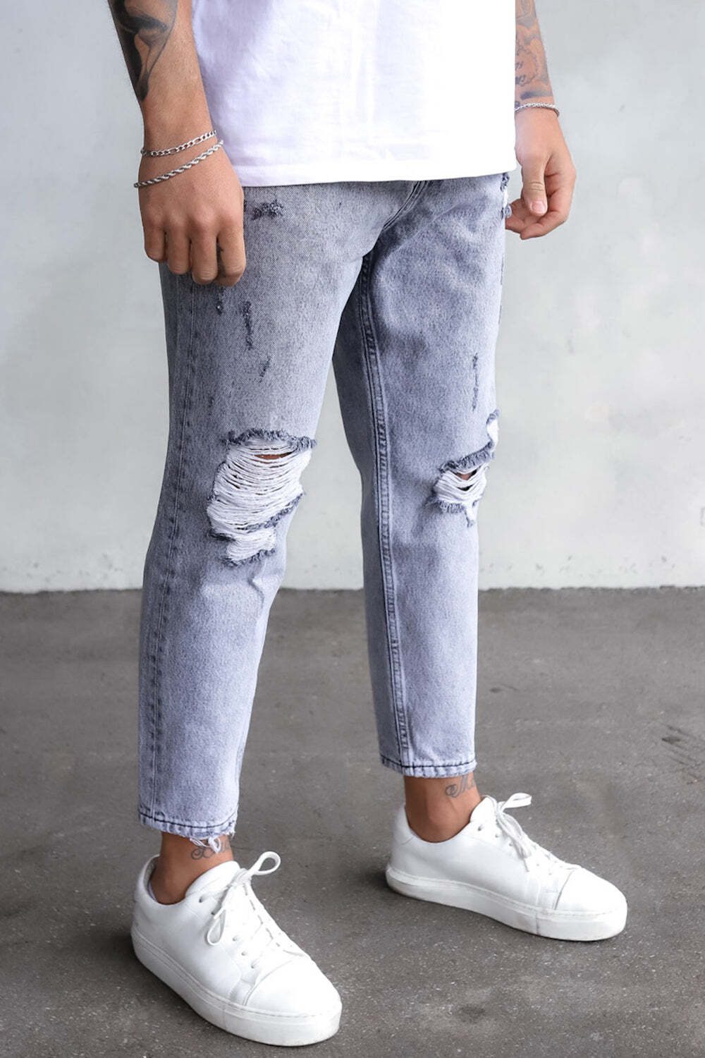 2Y Premium Bequeme Jeans 2Y Premium Herren 2Y Destroyed Relaxed Fit Denim (1-tlg)