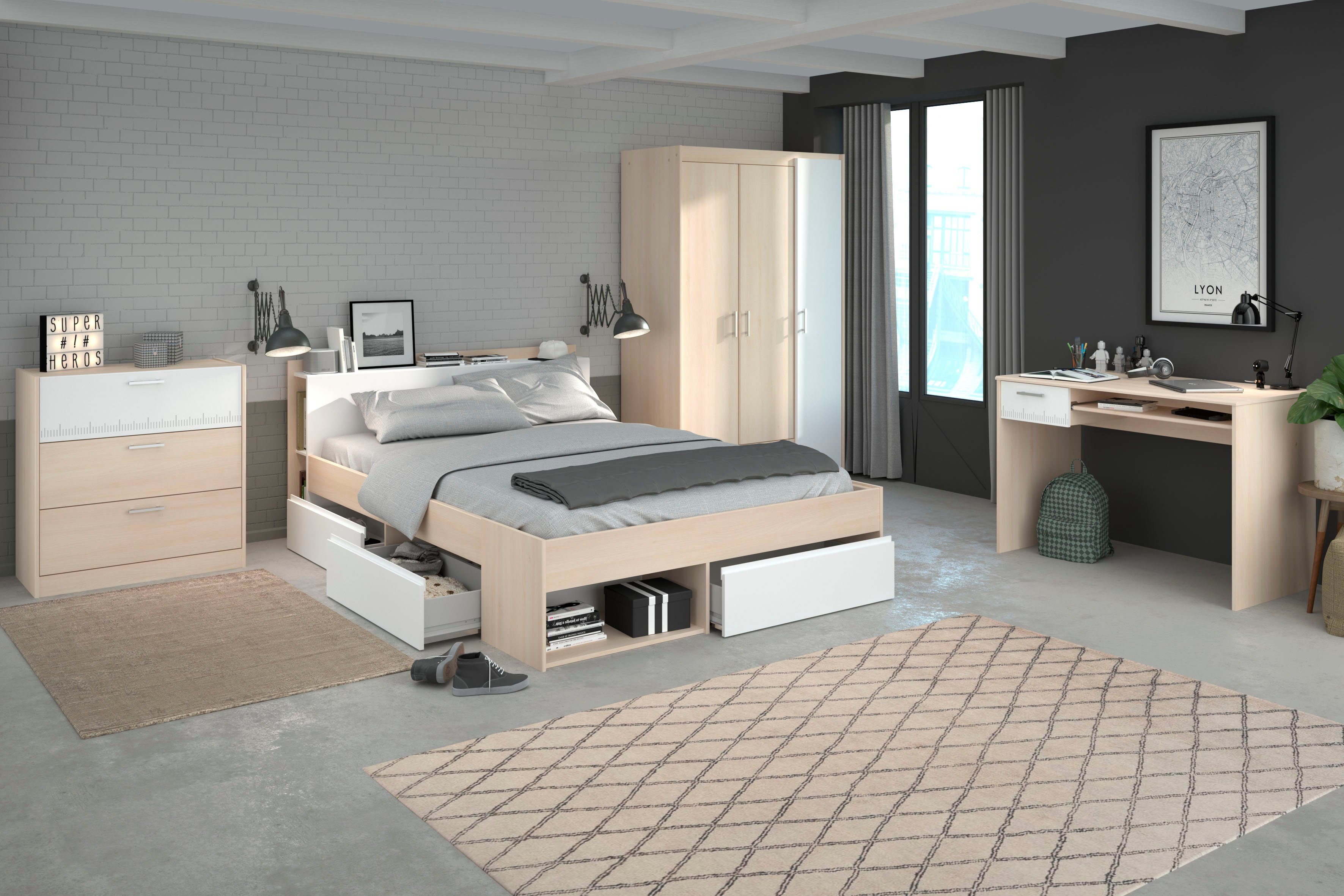 Parisot Jugendzimmer-Set Most, (Set, 4-tlg., Bett mit Schubkästen, Kleiders günstig online kaufen