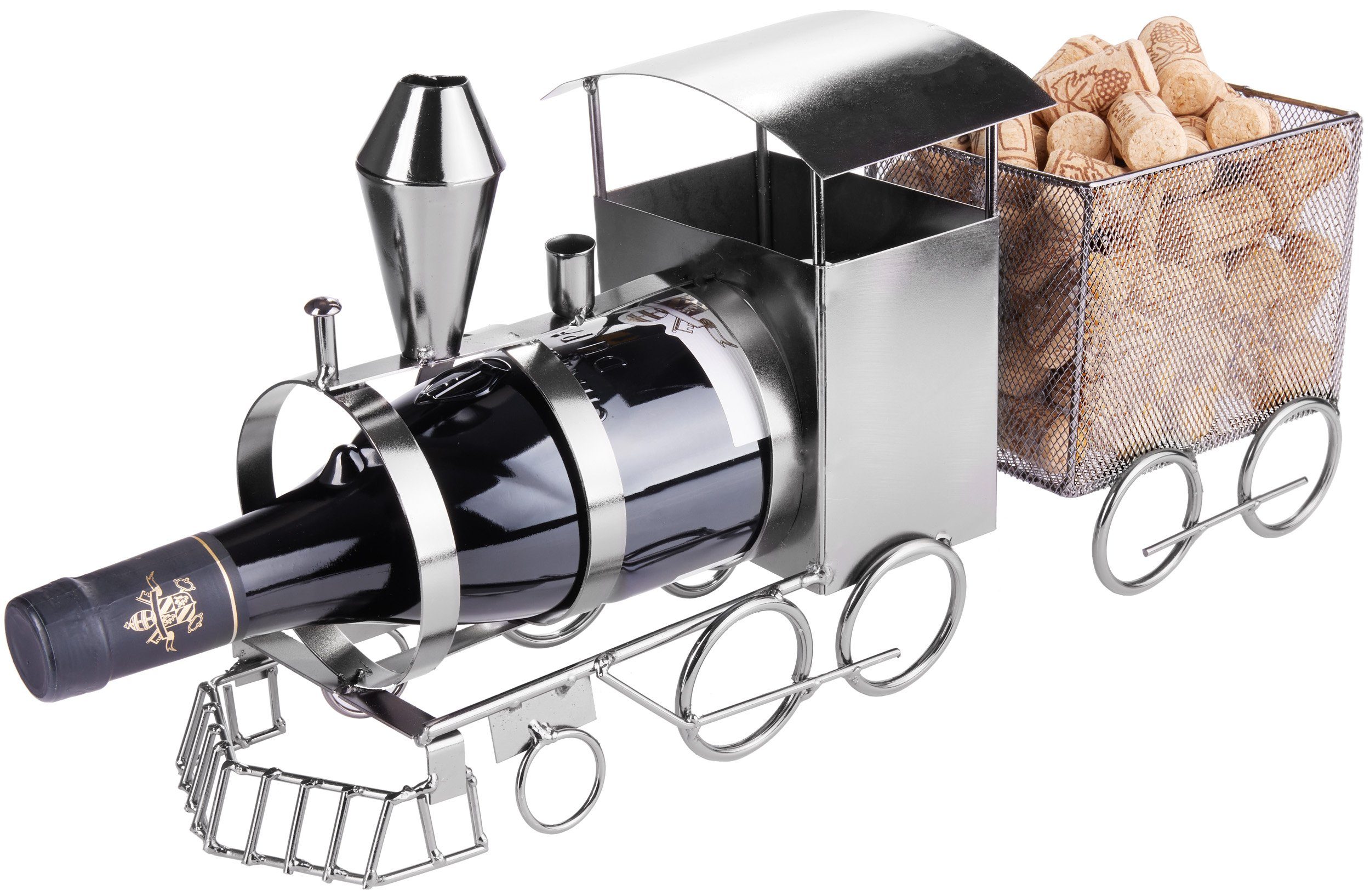 BRUBAKER Weinflaschenhalter Lokomotive mit Korkenbox, (inklusive günstig online kaufen