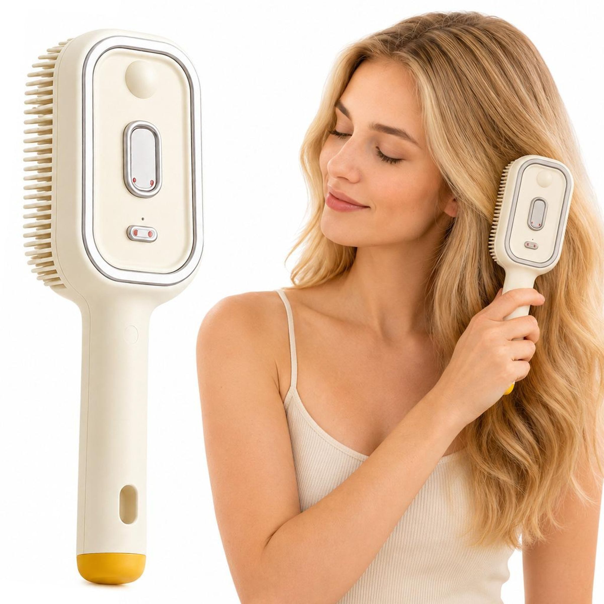 FELIXLEO Fellbürste Kabellose Glättbürste 3-in-1 mit Dampf, Massage, Anti-Frizz