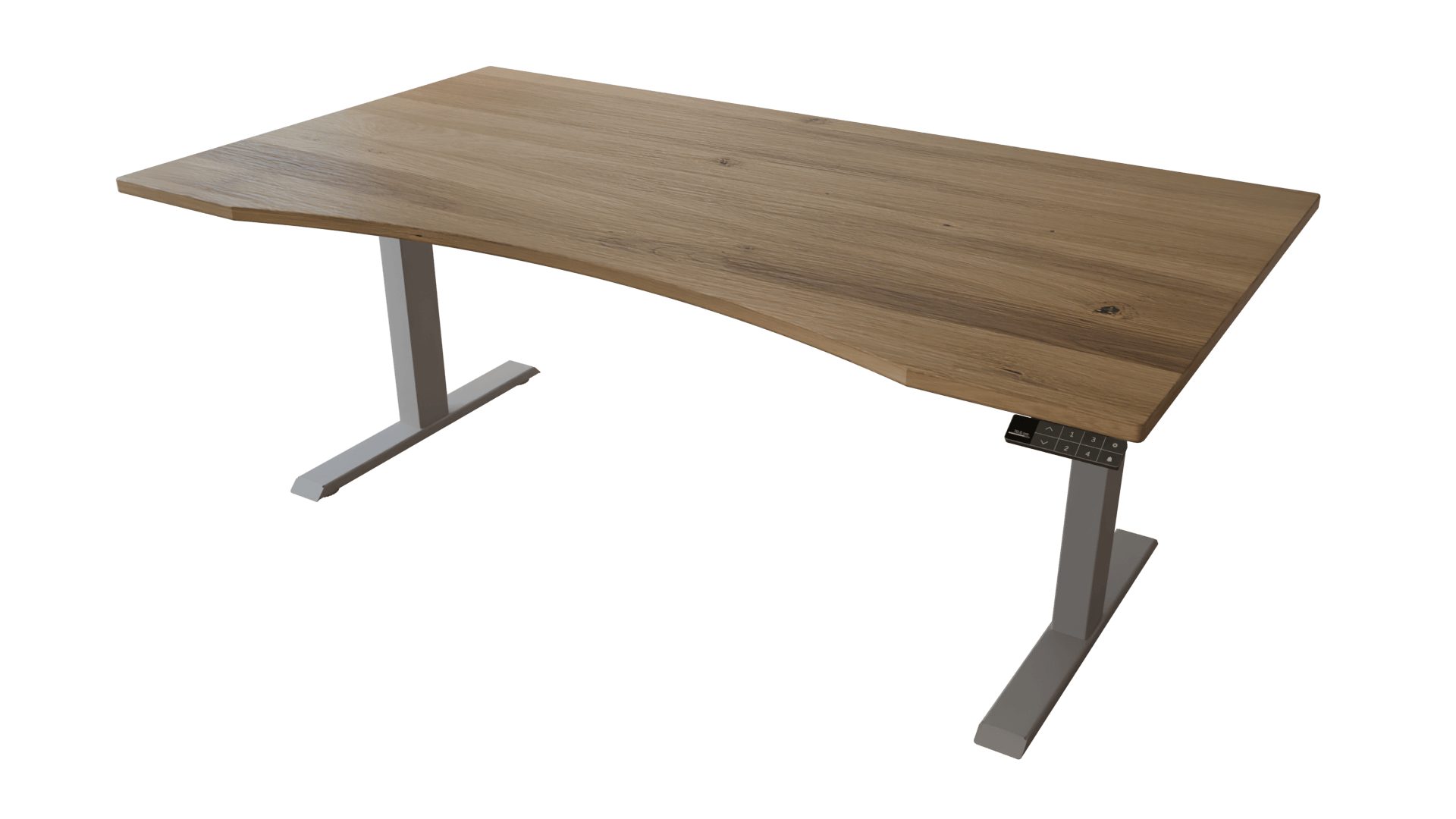 MeinMassivholz Schreibtisch elektrisch höhenverstellbar (1x Tischplatte, 1x Gestell, 1x Bedienelement), OLED-Bedienpaneel, USB-C-Ladefunktion, Erinnerungsfunktion, Massivholz