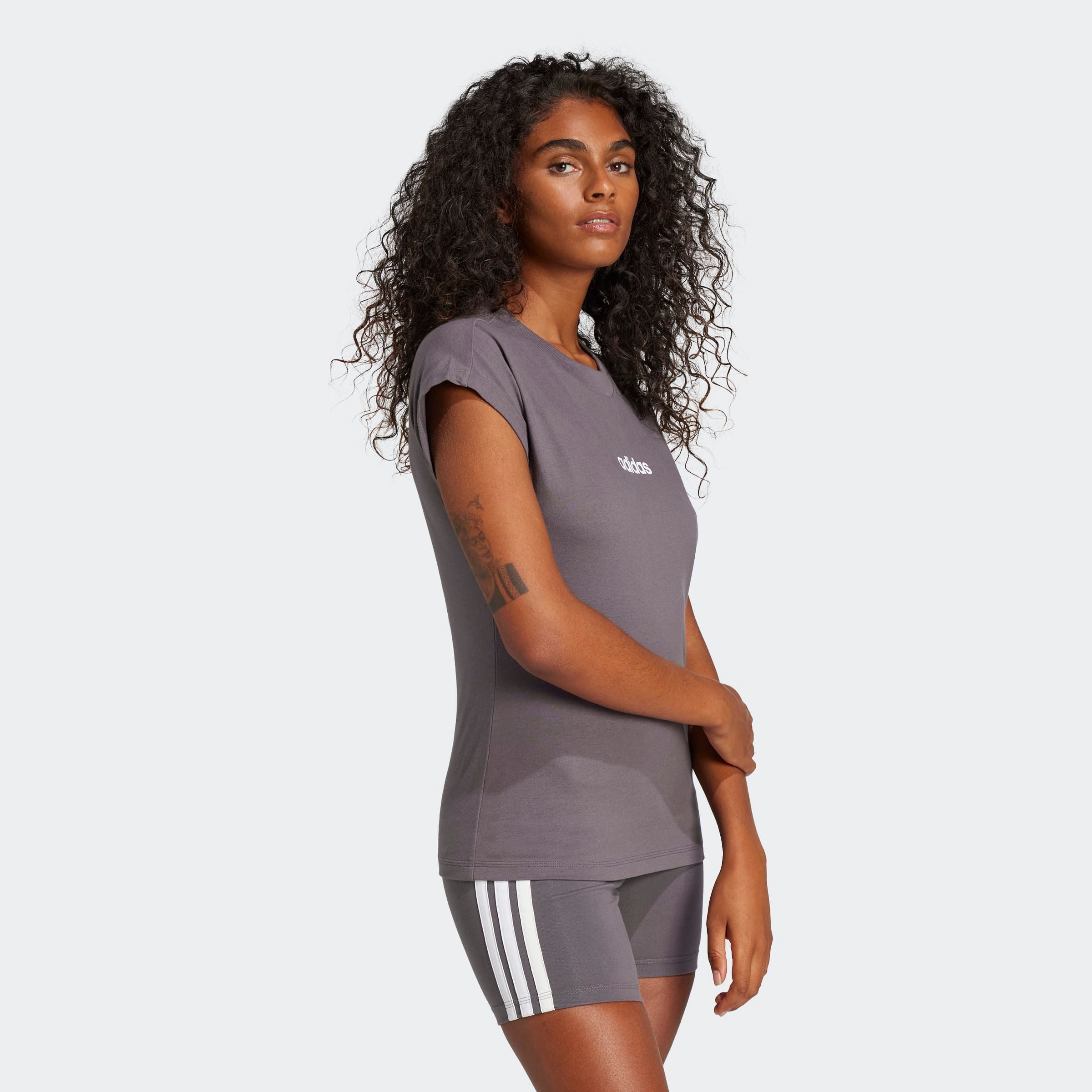 adidas Sportswear T-Shirt ESSENTIALS LINEAR COTTON sportlicher Stil, Kurzarm, ohne Verschluss, aus Baumwolle