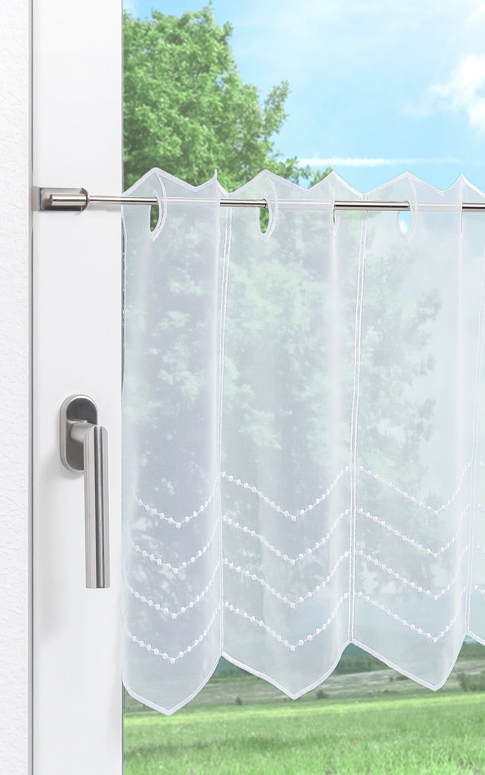 Plauener Spitze® Scheibengardine Melissa (1 St), transparent, HxB 45x48.6cm – Bild 4 von 4