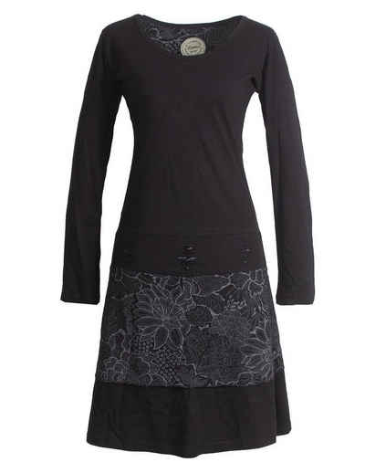 Vishes Jerseykleid »Lagenlook Langarm Kleid mit Blumen-Spitze bedruckt« Elfen, Hippie, Boho, Goa Style