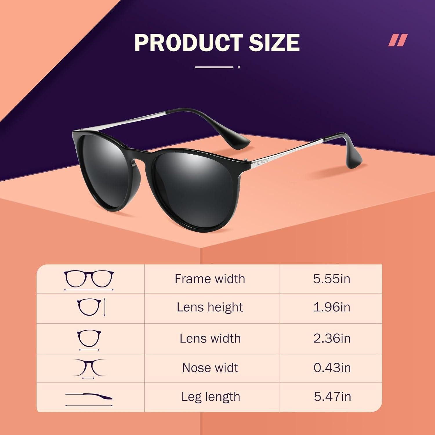 LuxusKollektion Retrosonnenbrille Sonnenbrille Polarisierte Damen UV400 Cateye Retro Power Schwarz – Bild 5 von 5