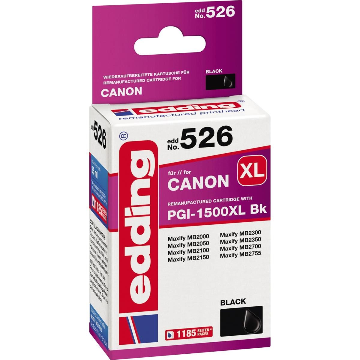 edding edding EDD-526 schwarz Druckerpatrone kompatibel zu Canon PGI-1500 XL Tintenpatrone