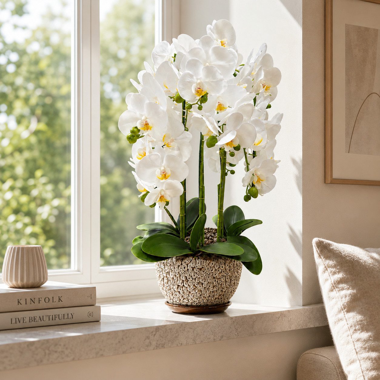Kunstorchidee PASCH® Orchidee künstlich wie echt in Hochglanz-Keramiktopf Orchidee, PASCH, Hochglanz Keramiktopf