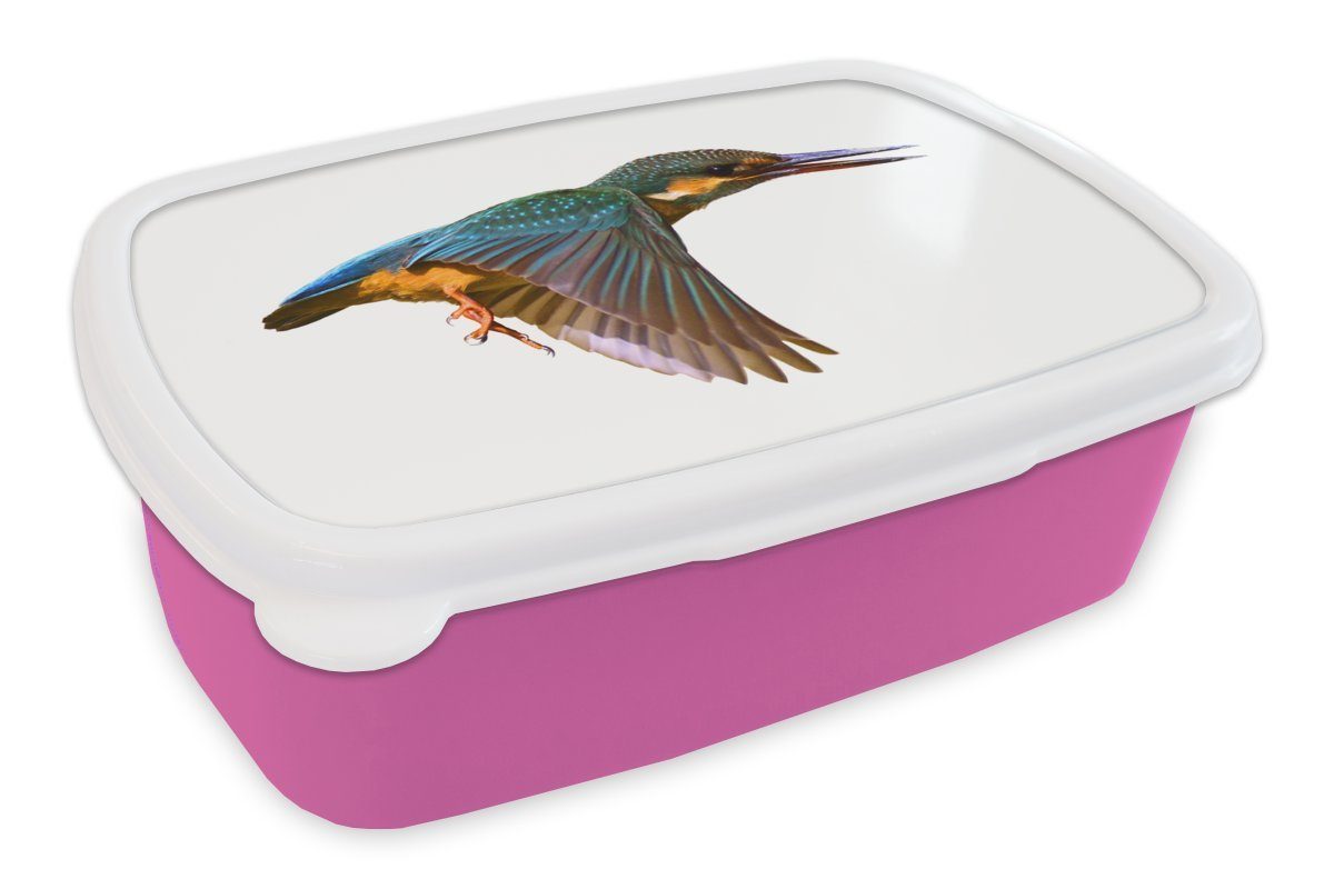 Snackbox, Eisvogel Tiere, Kinder, für Kunststoff Lunchbox Erwachsene, Mädchen, rosa Brotbox - - Brotdose (2-tlg), MuchoWow Fliegen Kunststoff,