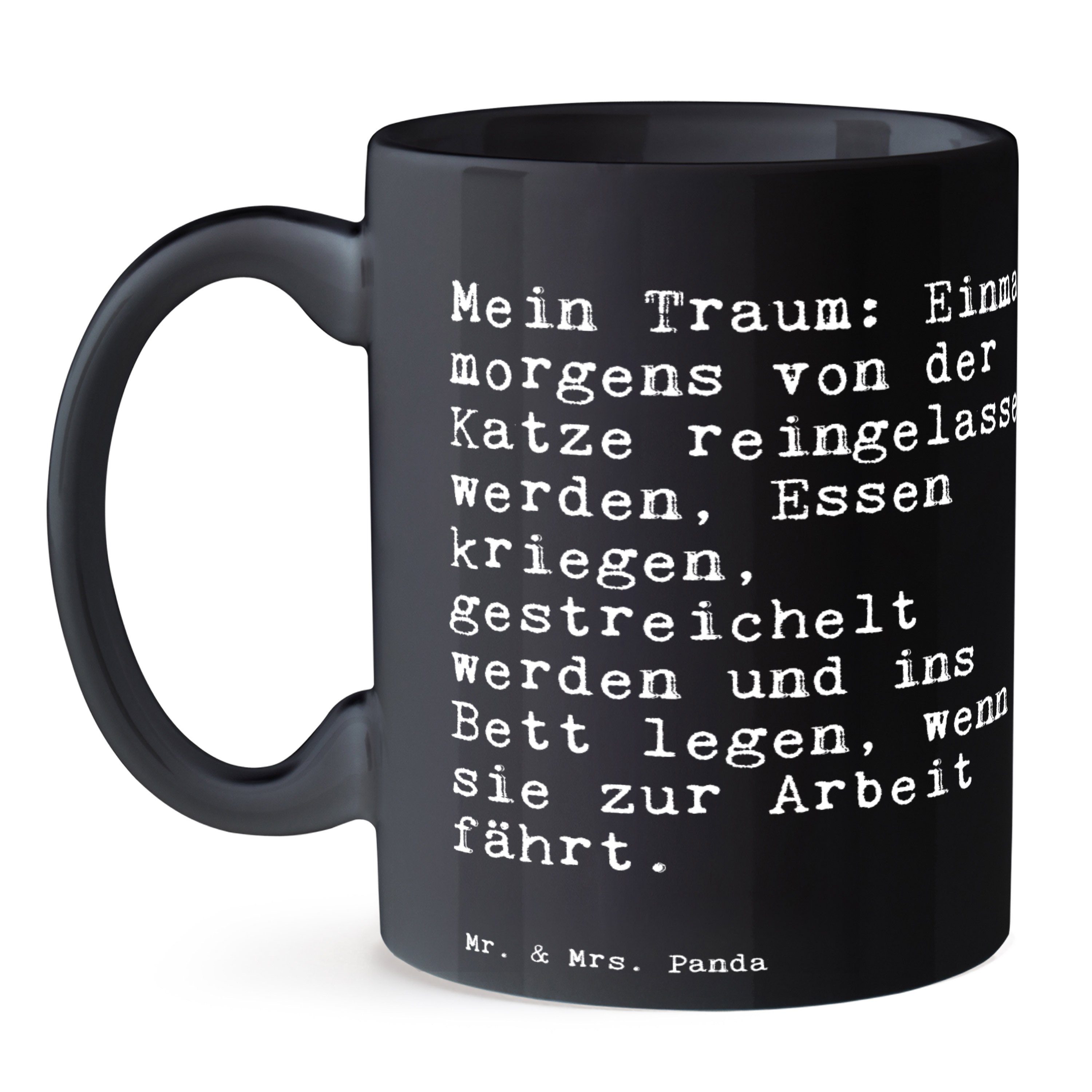 Tee, Traum: Geschenk, - Keramik Mr. Mrs. Schwarz Tasse lustig, Einmal Mein Panda & Schwarz morgens... - Bech,