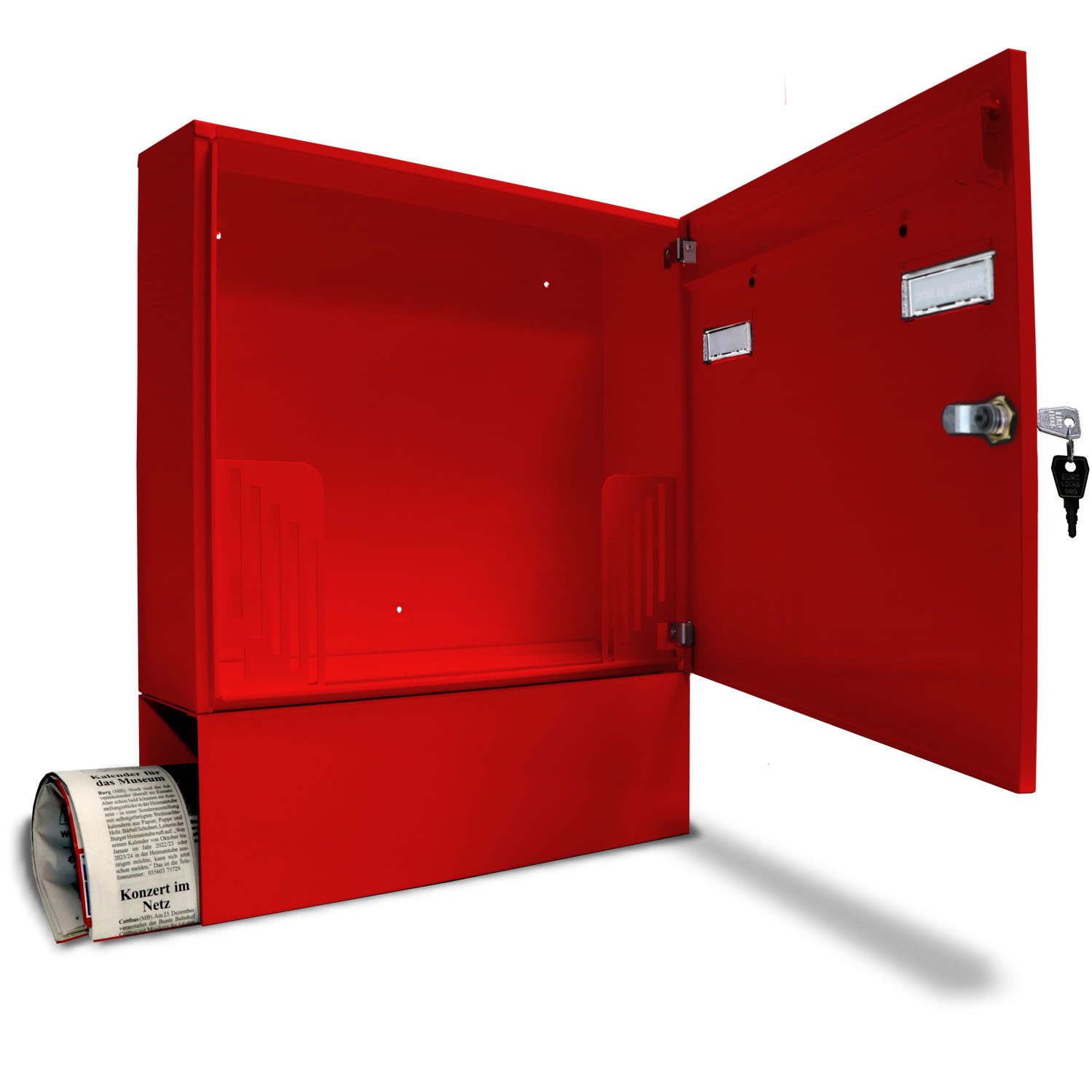 AL Briefkastensysteme Wandbriefkasten 1 Fach Basic Briefkasten A4 in RAL Farbe 3000 Feuer Rot wetterfest