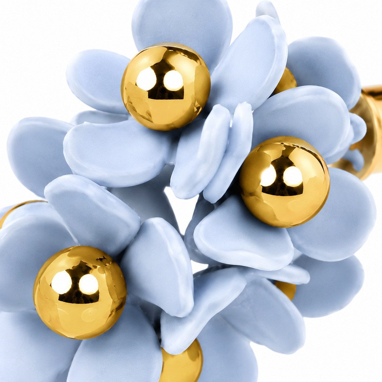 LUISIA® Paar Ohrstecker Halb Creolen Ohrringe "Mia" mit Blüten (2-tlg., inkl. Schmuckbox), 16 Karat vergoldet