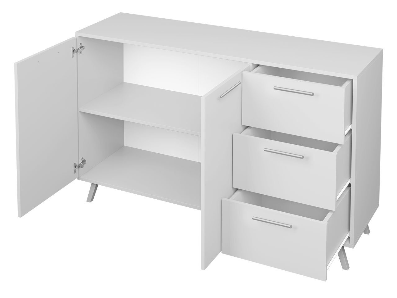 MIRJAN24 Kommode Bali (2-Drehtüren und 3 Schubladen), Rollgleitschienen