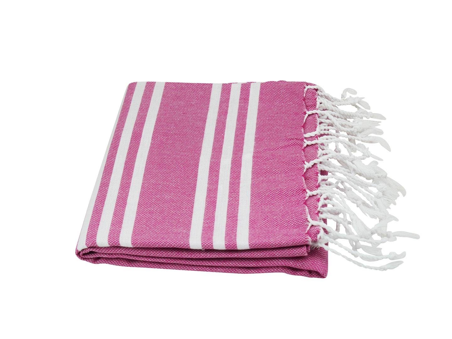 my Hamam Fransen pink Strandtuch mit Baumwolle zarten Hamamtücher Hamamtuch (1-St), Badetuch, "Ocean" weiß