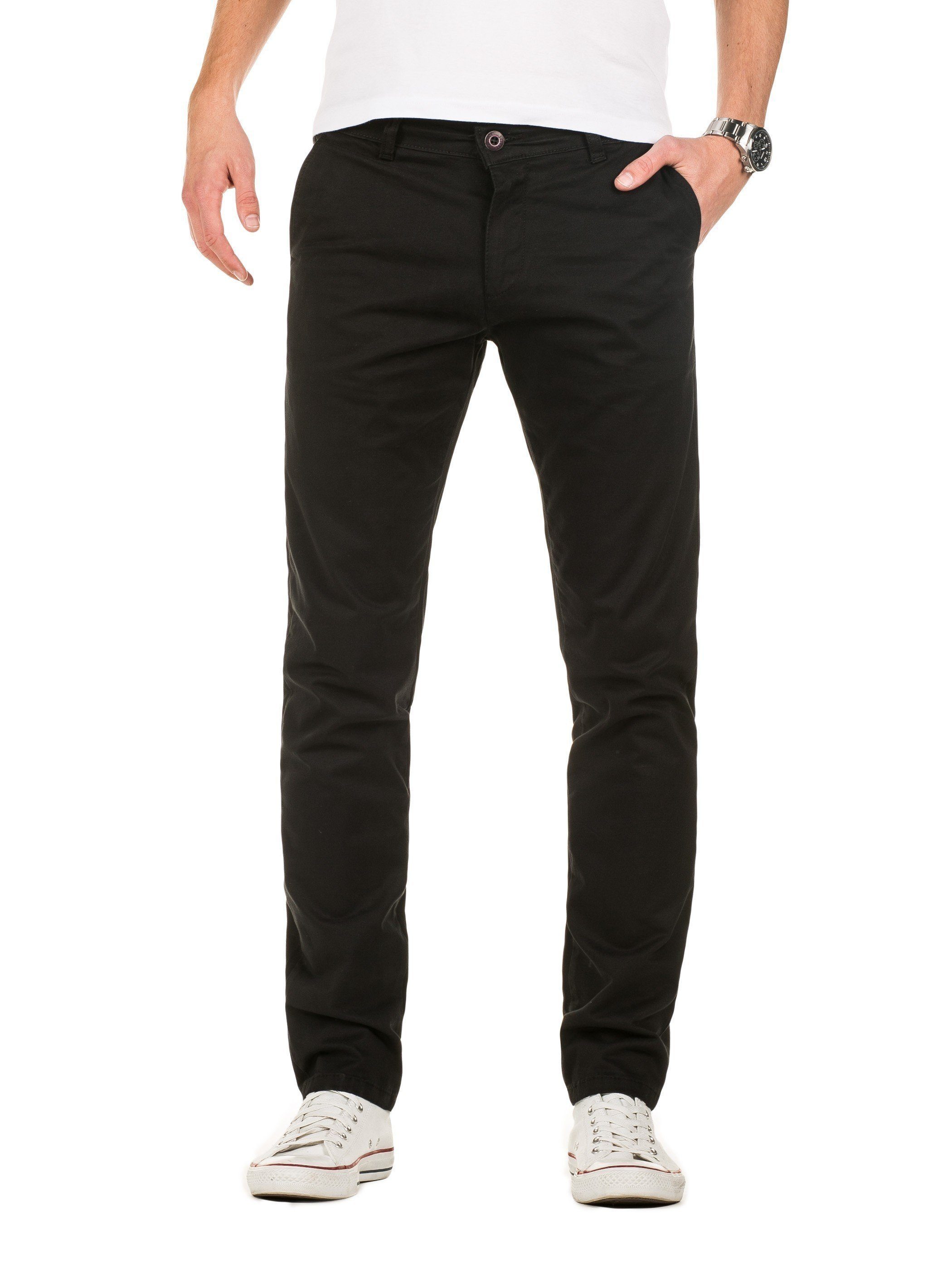 Schwarz ( hohem Chinohose Tragekomfort M192 mit 194008) Pants black Yazubi Chino